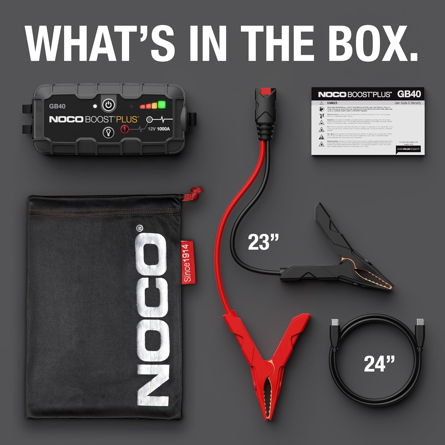 NOCO Boost GB40 12V 1000A UltraSafe Portable Lithium Jump Starter | Spark-Proof & Reverse Polarity Protection, For Car, Truck, Motorcycle, SUV, Boat