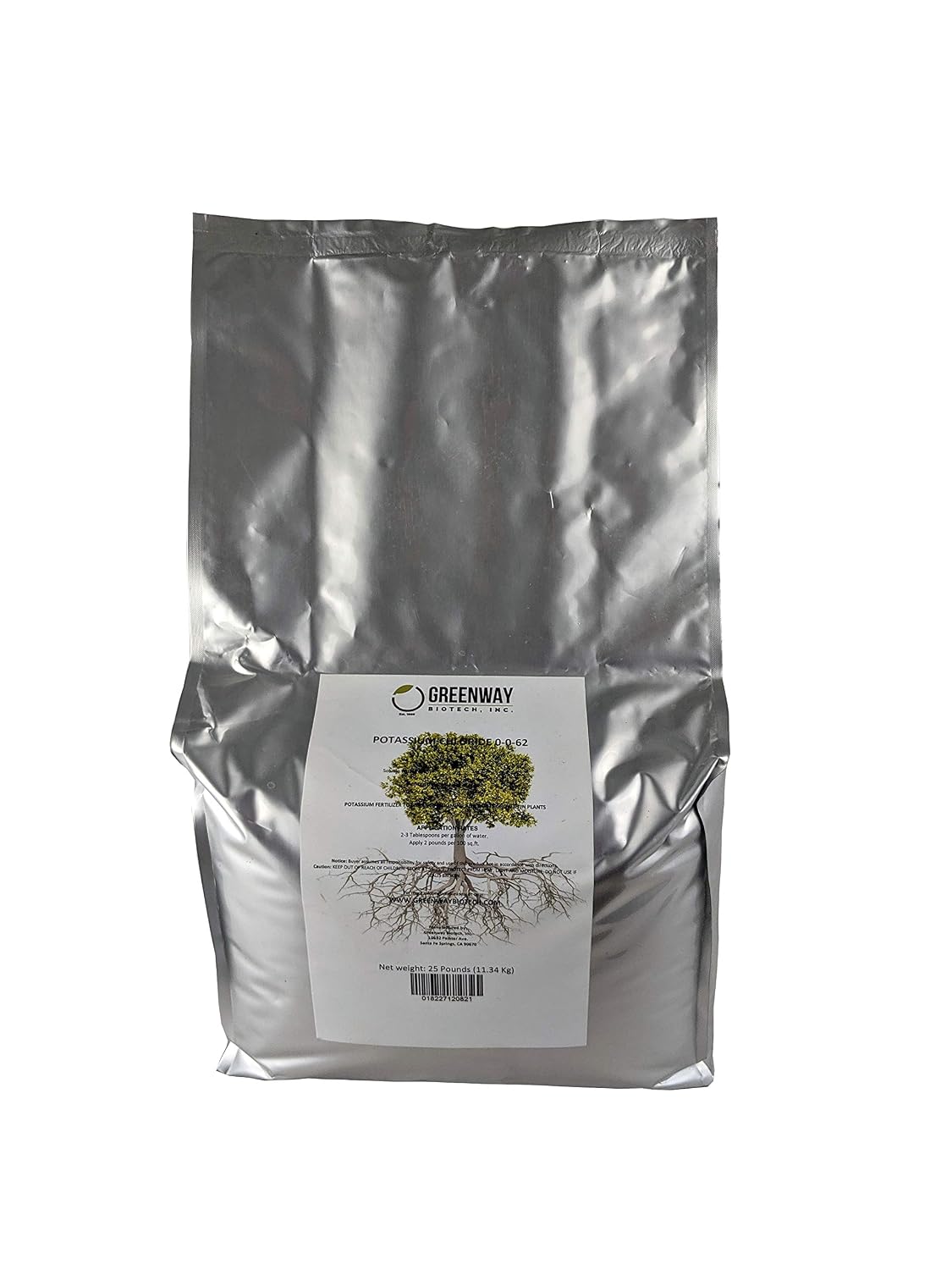 Greenway Biotech, Inc. Potassium Chloride 0-0-62 Fertilizer - Muriate of Potash | 100% Water Soluble - Improves Plant's Root Growth Fertilizers Ideal for Soil and Hydroponics - 3 Pounds
