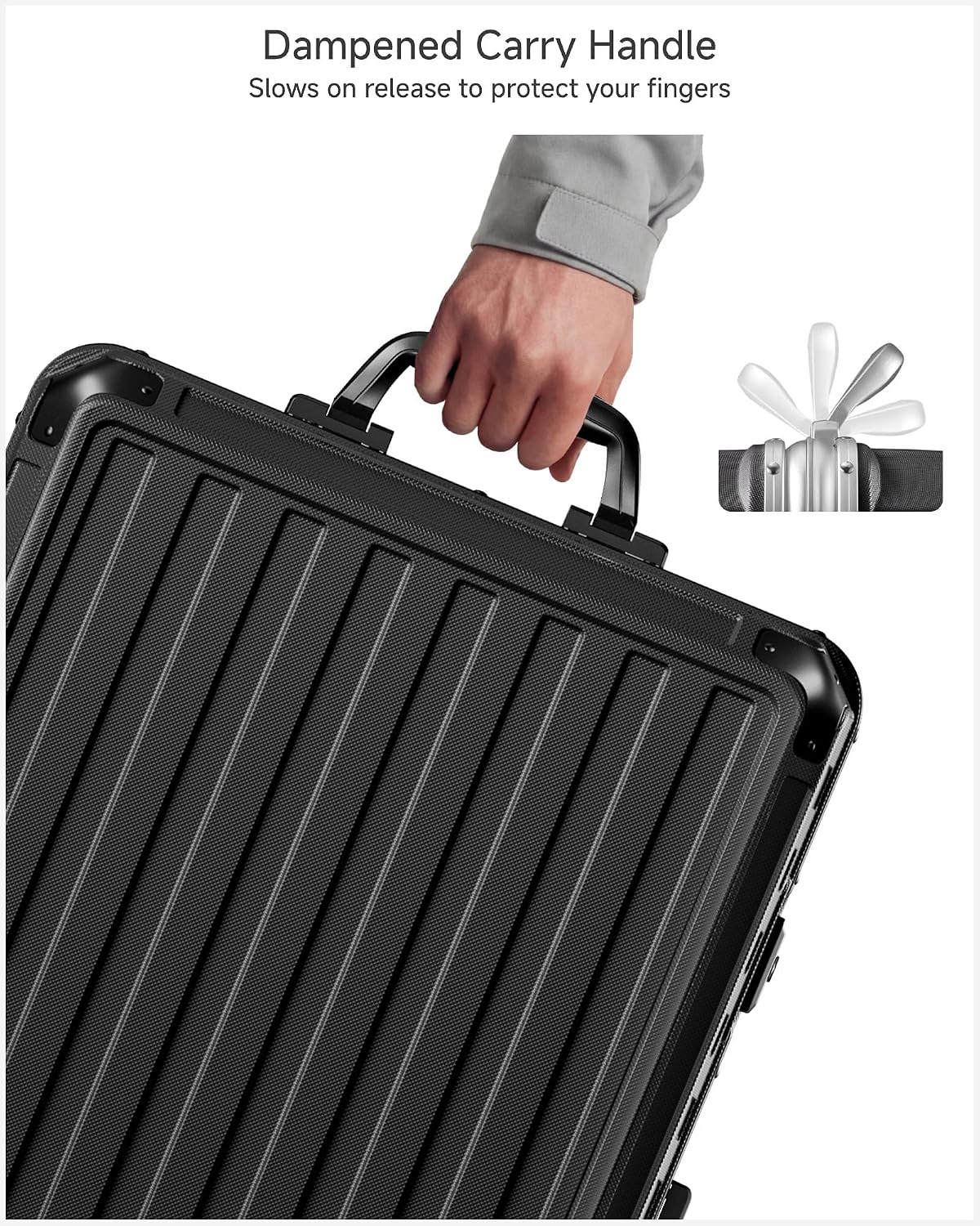 LUGGEX Front Opening Zipperless Carry On Suitcase, Black, 21" | Carry On Luggage, Front Opening, Airline Approved, TSA Lock, 8 Spinner Wheels, 36L Capacity, HUP-Pro Hard Shell, ZX-Core