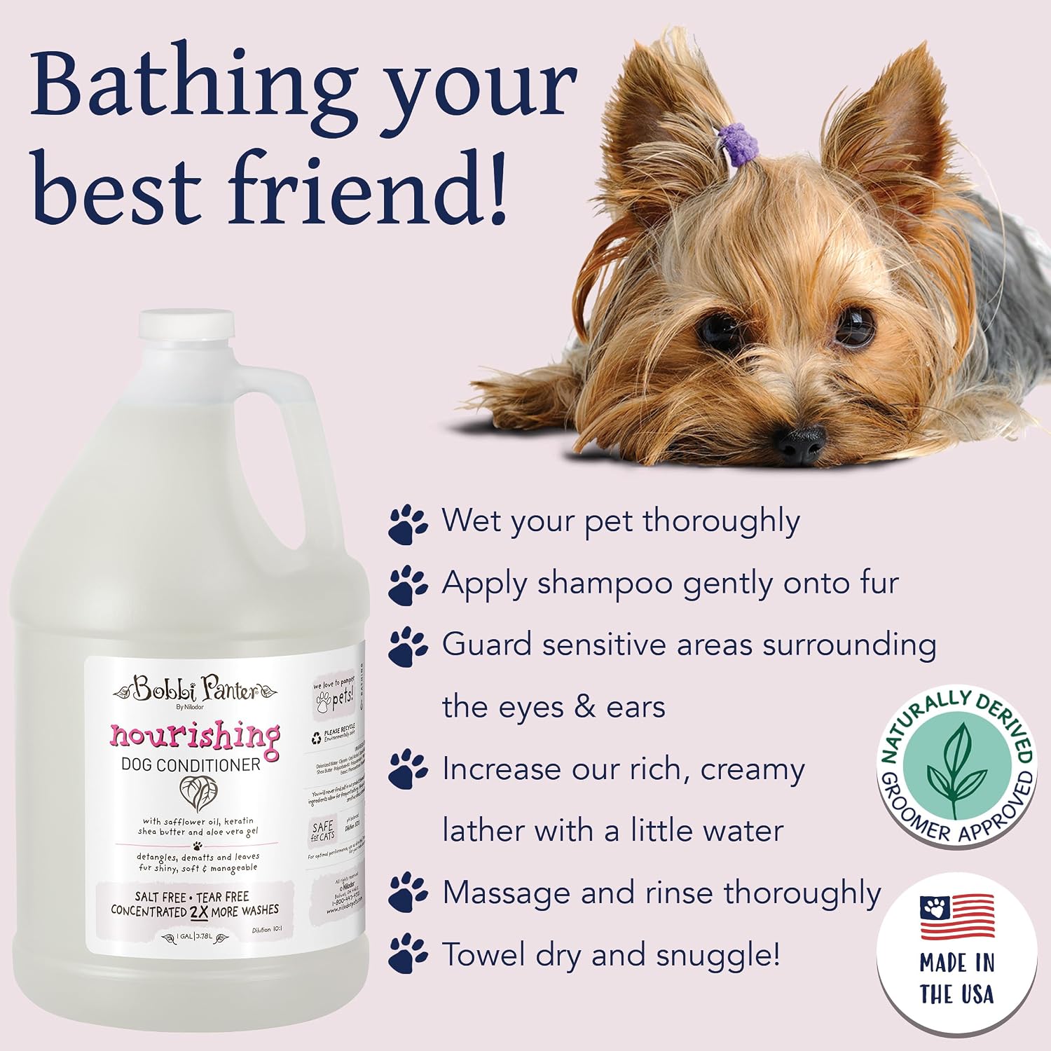 Bobbi Panter Soothing Dog Shampoo Tea Tree, Lavender, Cucumber & Oat Protein – Natural Formula for Sensitive Skin & Irritation Relief, Tear-Free, 30:1 Concentrate, Made in USA, 14 oz
