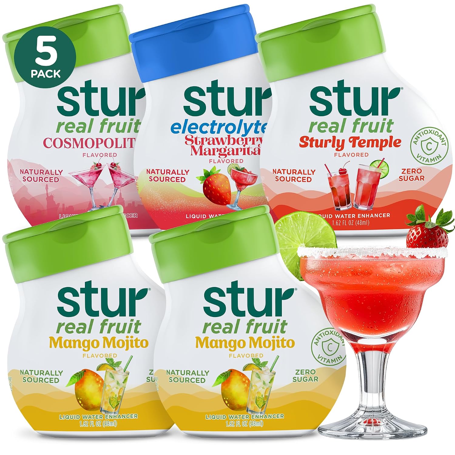 Stur Liquid Water Enhancer | Blue & Blackberry | Naturally Sweetened | High in Vitamin C & Antioxidants | Sugar Free | Zero Calories | Keto | Vegan | 5 Bottles, Makes 120 Drinks