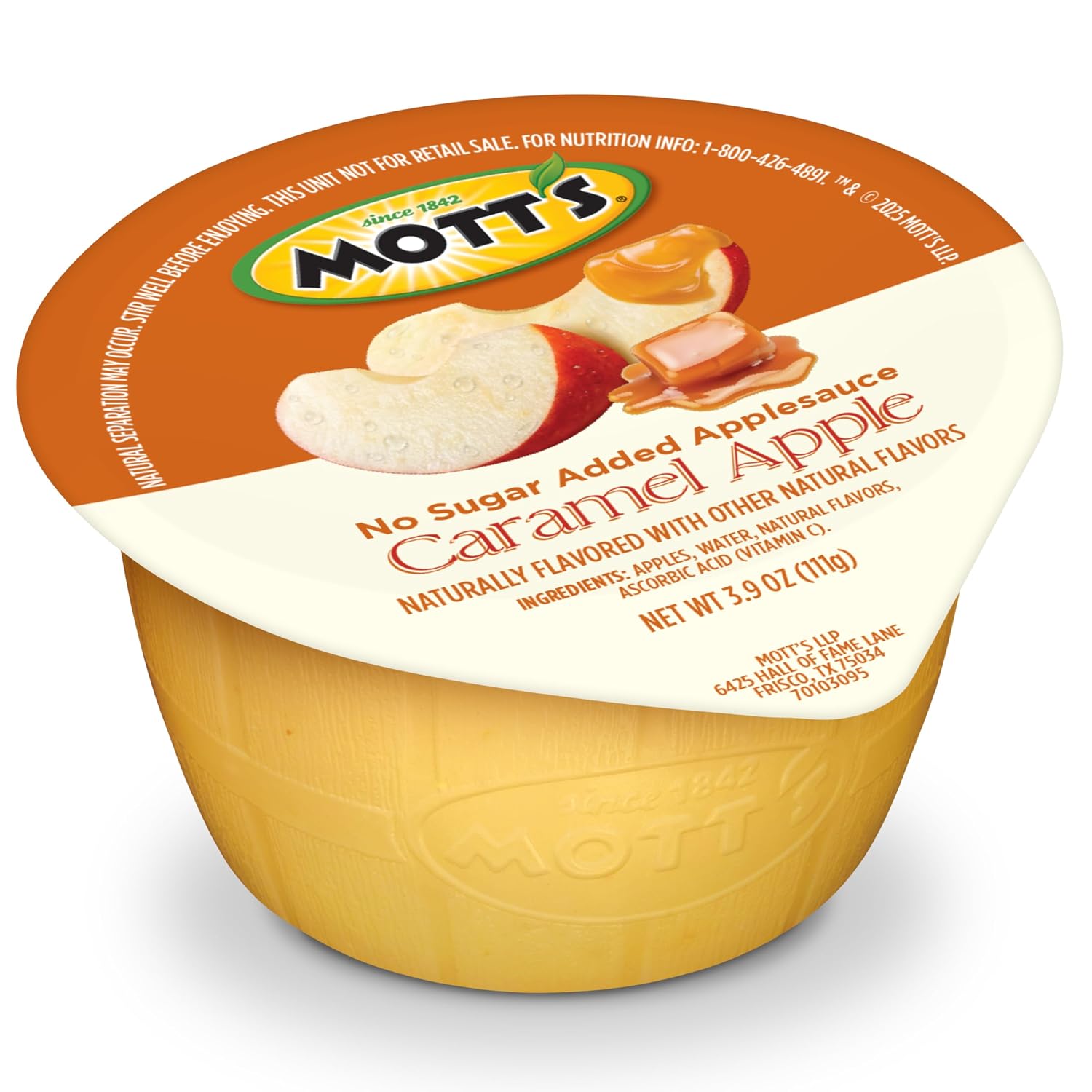 Mott's No Sugar Added Strawberry Applesauce, 3.9 Ounce Cup, 6 Count (Pack of 12)