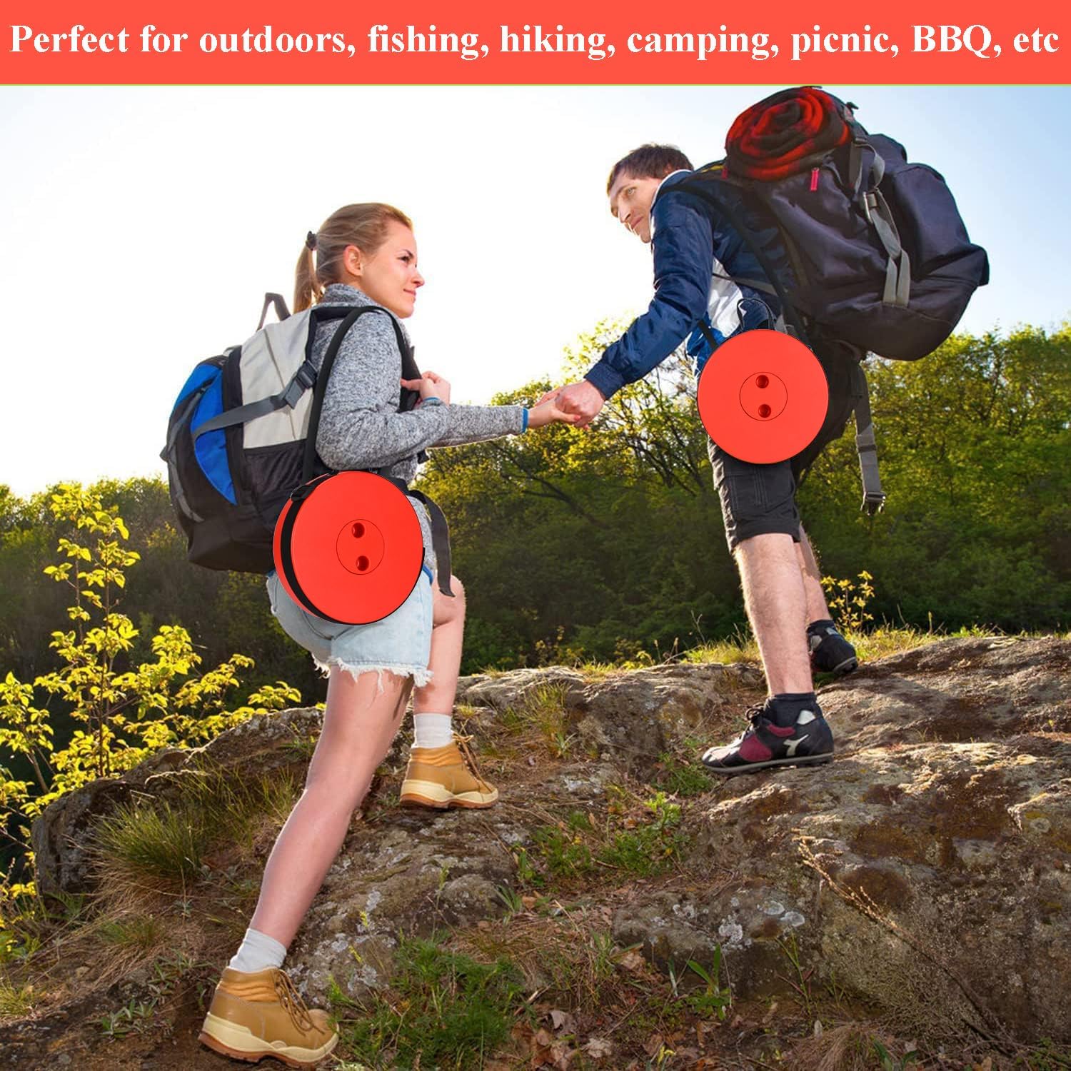 Fishboy Collapsible Stool for Adults, Portable Folding Camping Seat, 400lbs