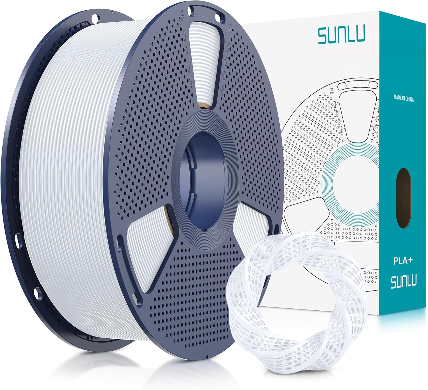 SUNLU PLA Plus Filament 1.75mm White 1KG