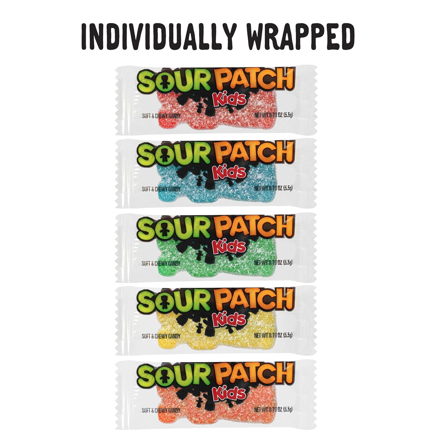 SOUR PATCH KIDS Big Kids Soft & Chewy Gummy Candy, 240 Count | Individually Wrapped, Bulk Candy