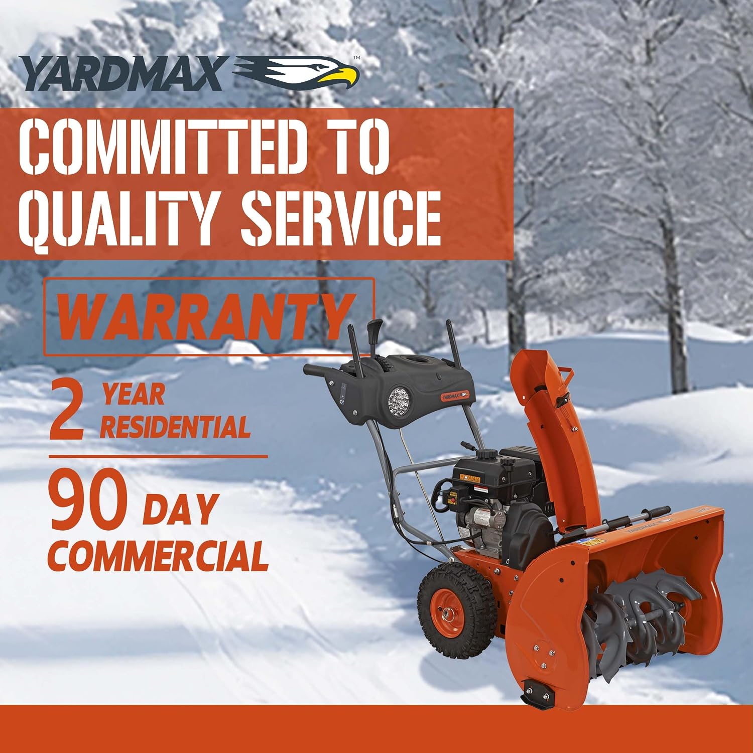 YARDMAX YB6770 26 in. 212 cc Two-Stage Self-propelled Gas Snow Blower with Push-Button Electric Start and Headlight