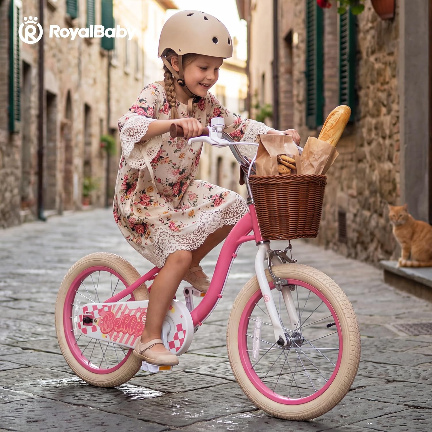 RoyalBaby Girls Bike Belle EZ Kids Bike, Balance and Pedal Bicycle, 14 16 18 Inch Wheel for Age 3-8 Years Toddlers to Big Kids, Pink & Purple