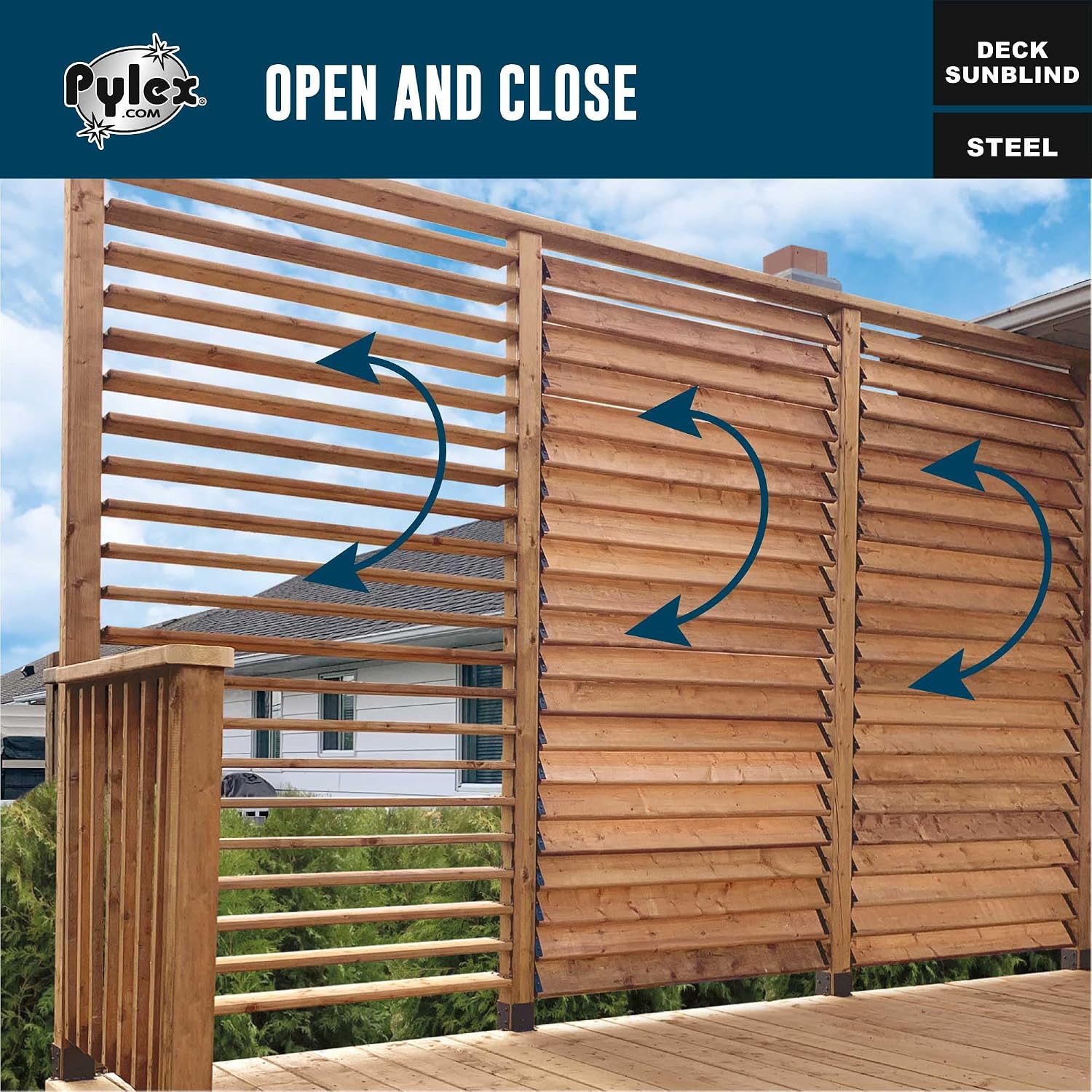 Pylex Deck Sunblind System 11060, Louvers Bracket Shutter Hardware Kit, Up to 11 Boards (48'') - Black Steel Baked Powder Coating Brackets
