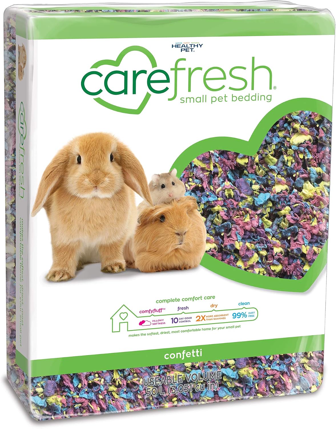 carefresh 99% Dust-Free White Natural Paper Small Pet Bedding with Odor Control, 10L, White