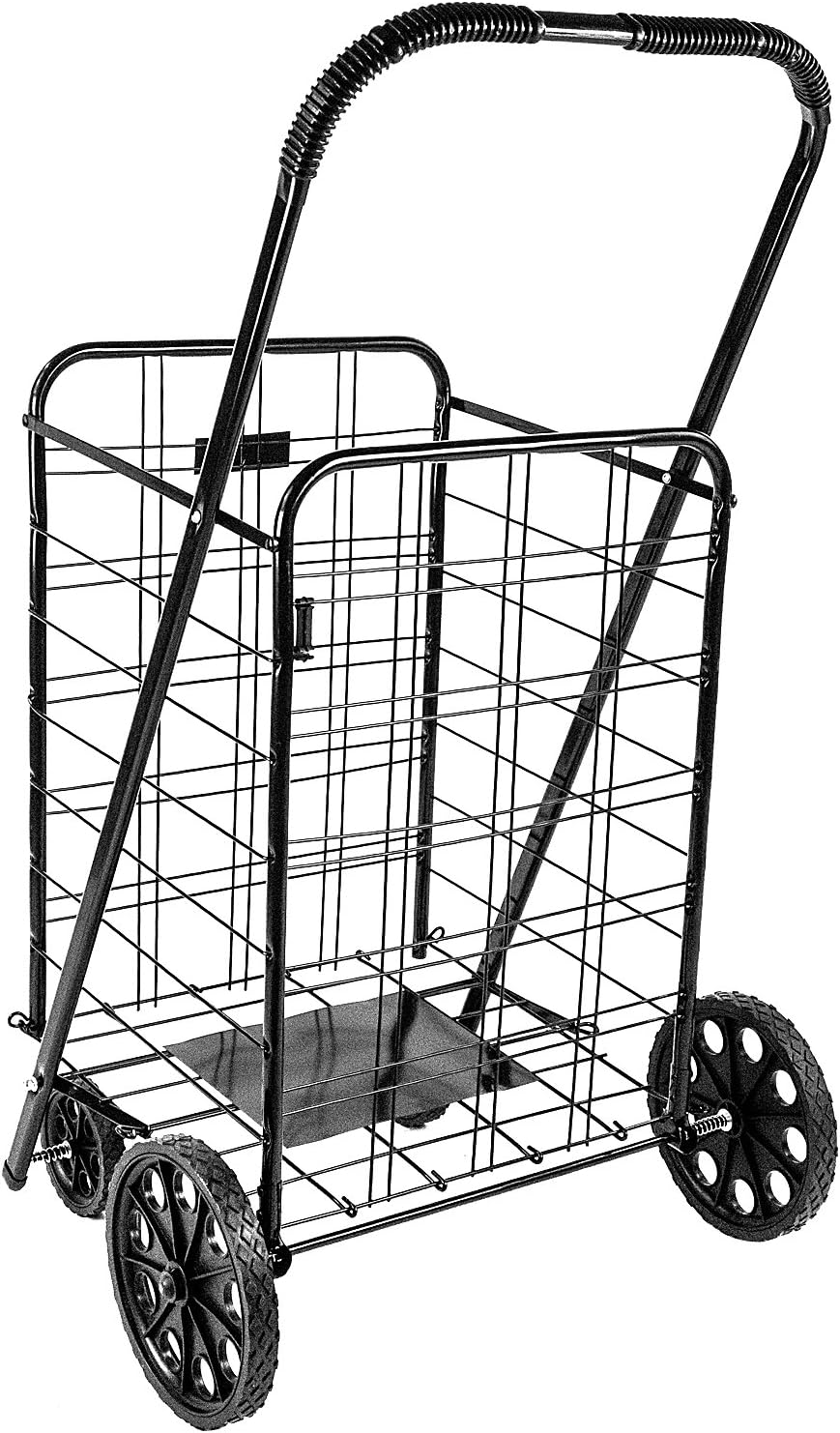 ATH Large Deluxe Rolling Utility / Shopping Cart - Stowable Folding Heavy Duty Cart with Rubber Wheels For Haul Laundry, Groceries, Toys, Sports Equipment, Red