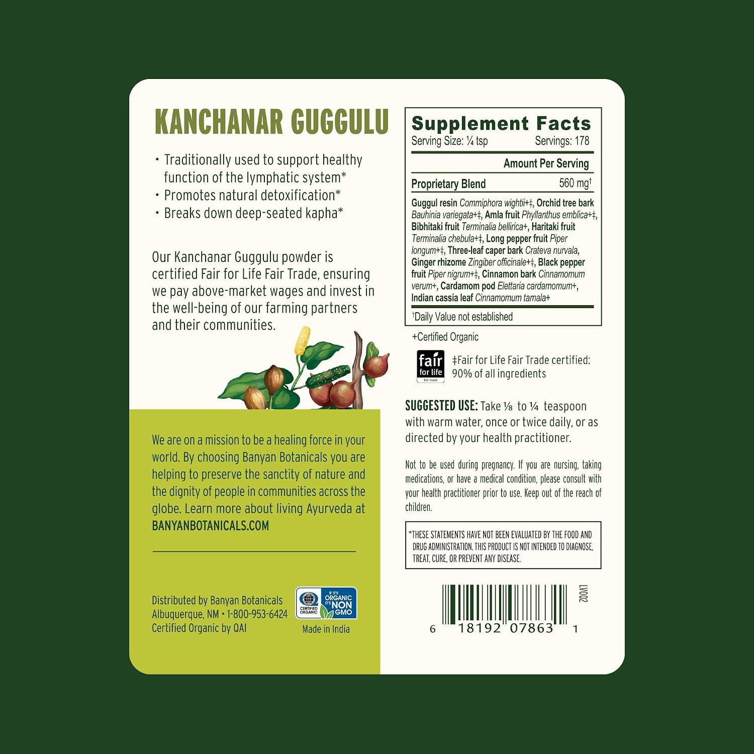 Banyan Botanicals Kanchanar Guggulu Powder – Organic Kanchanar Guggulu – Promotes Healthy Elimination of Natural Toxins* – 3.5oz – Non-GMO