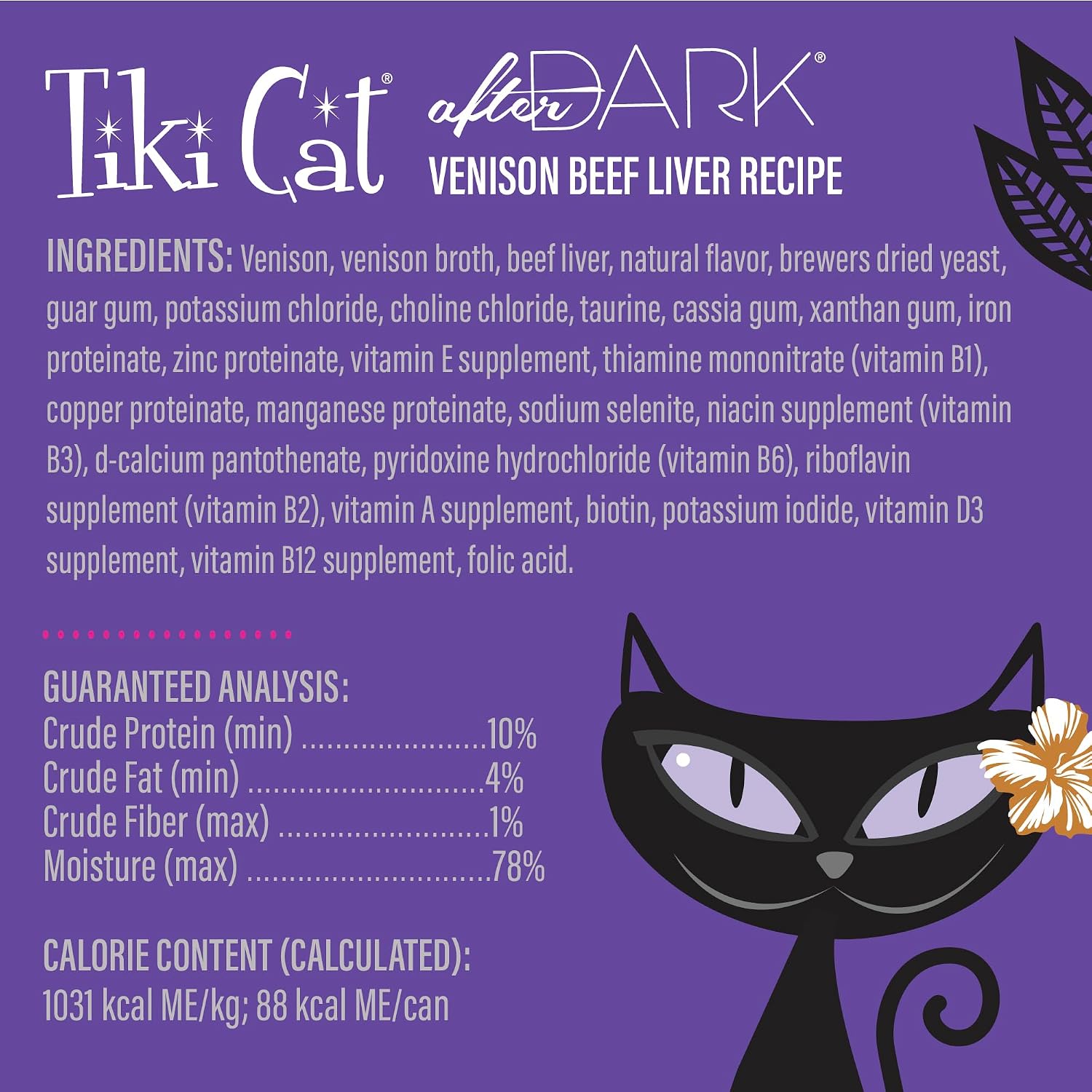 Tiki Cat After Dark Pate Wet Cat Food, Venison & Beef Liver, 3 oz. Cans