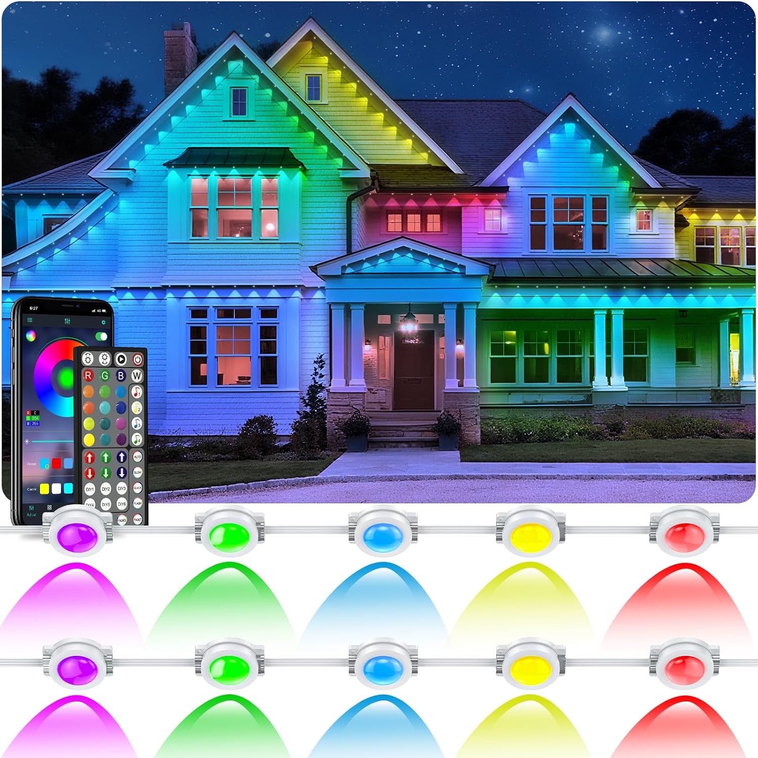 100ft Led Strip Lights, Long Smart Led Light Strips Music Sync 5050 RGB Color Changing Rope Lights