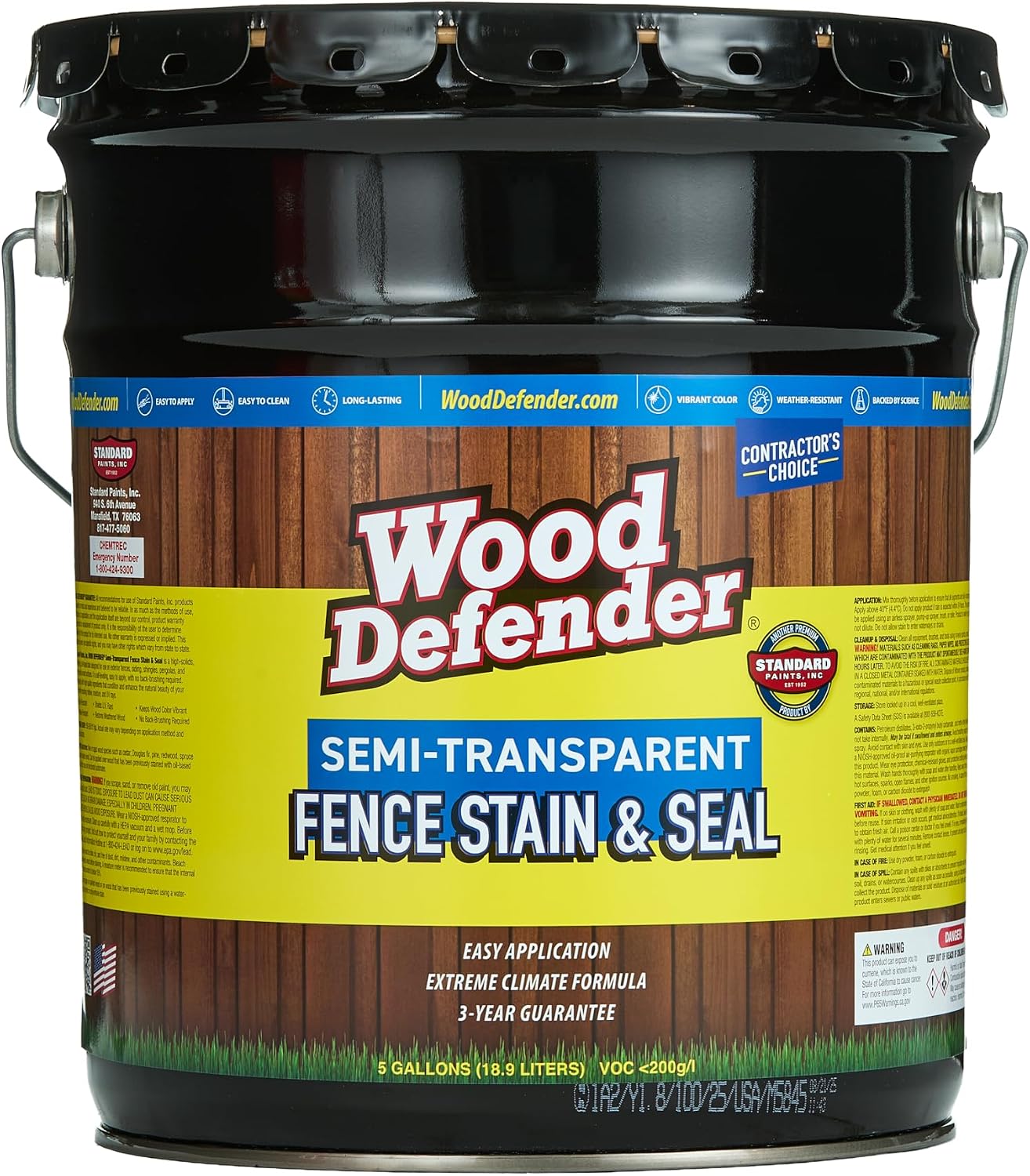 Wood Defender - Semi-Transparent Fence Stain- Sable Brown- 5 Gallon