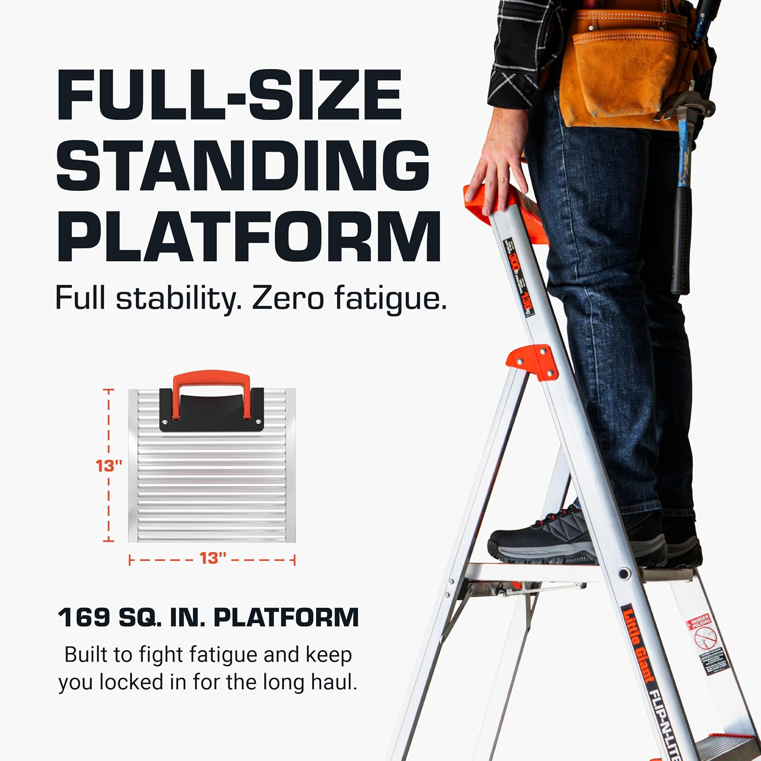 Little Giant Flip N Lite 5-ft Aluminum Stepladder, 15273-001 | Ultra Lightweight Ladder, Easy Release Handle, Wide Anti Slip Steps