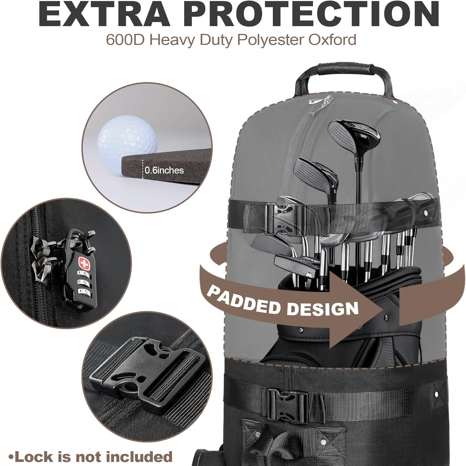 Golf Travel Bag - Heavy Duty 600D Polyester Oxford Wear-Resistant | Excellent Zipper Universal Size with Wheels
