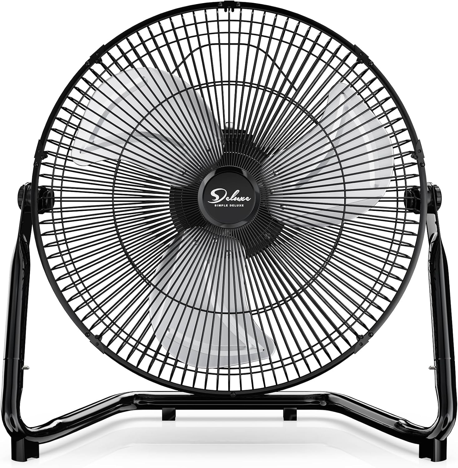 Simple Deluxe 20 Inch 3-Speed High Velocity Heavy Duty Metal Industrial Floor Fan for Warehouse, Workshop, Factory and Basement, Black, 1 Pack