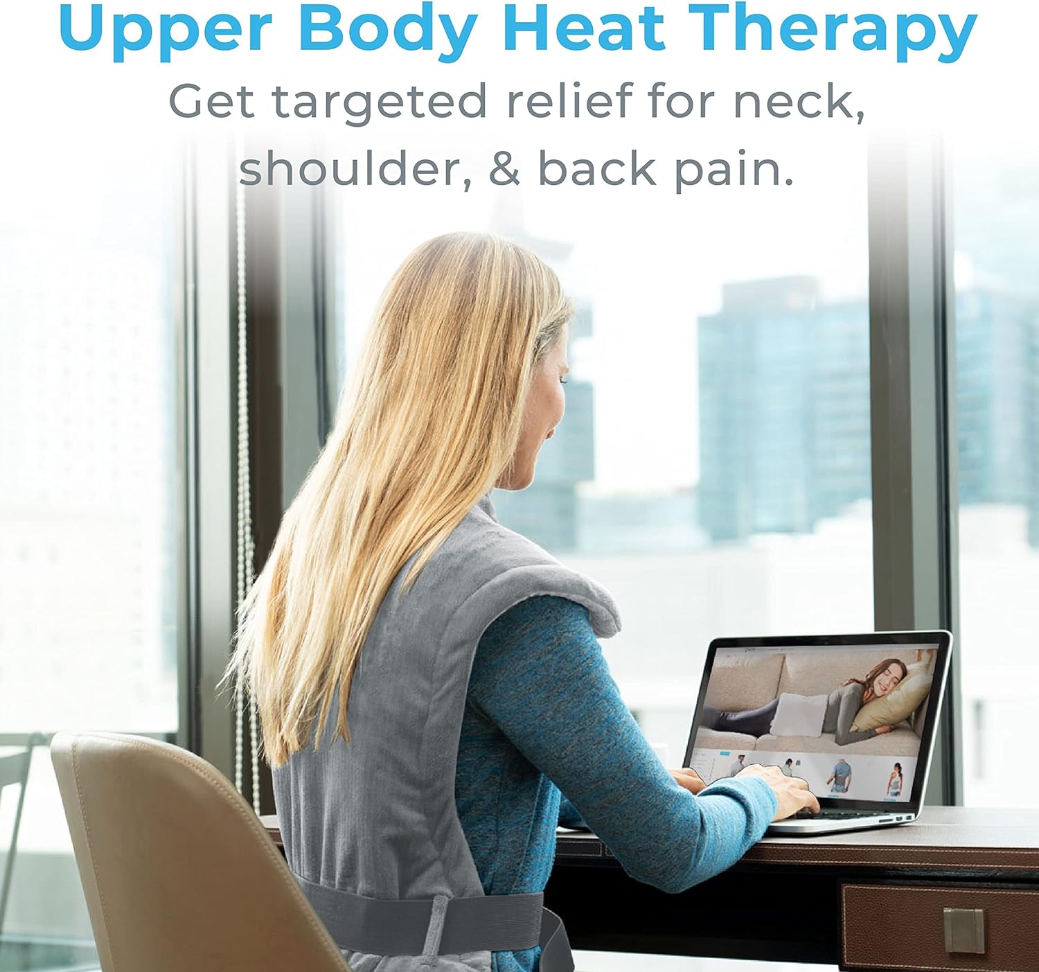 Pure Enrichment PureRelief XL Extra-Long Back & Neck Heating Pad, Safe Heat Therapy for Sore Muscles, Pain, & Cramps in Neck, Back, & Shoulders, 4 Heat Settings w/Auto Shut-Off, Soft Fabric (Gray)