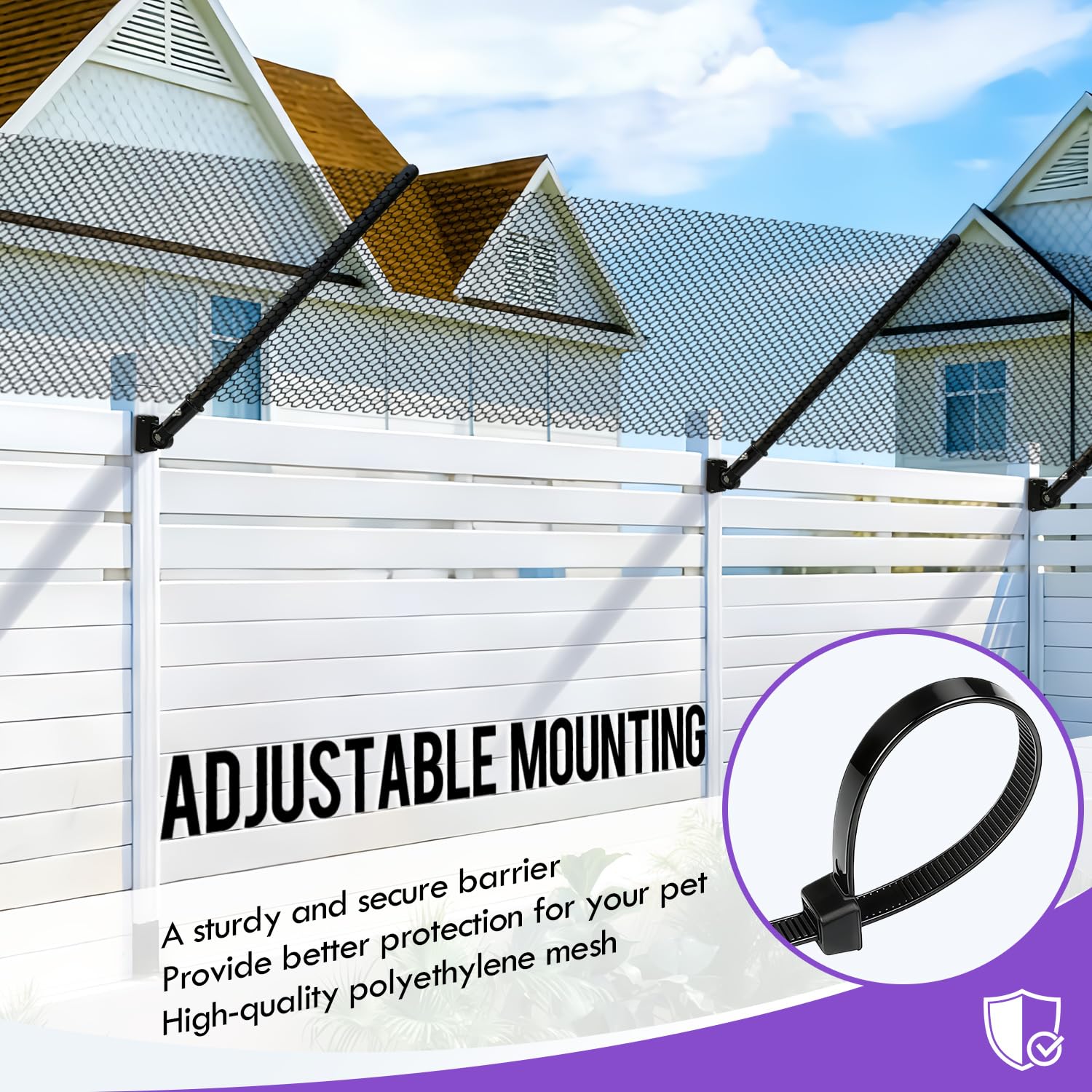 Cat Fence Extension & Conversion Kit | 30-Inch Height, 50-Foot, Wood, Metal, Vinyl & Brick Fences, Durable Polyethylene, Easy Install, Complete Set