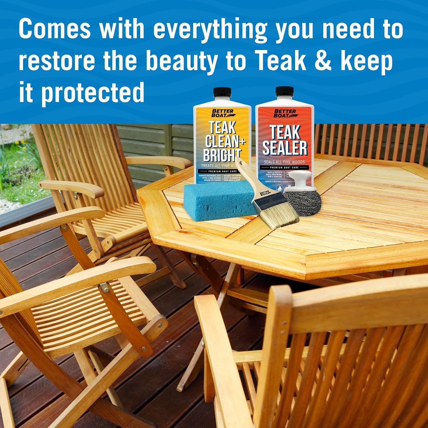 Teak Cleaner and Brightener for Wood, Teak Oil or Sealer for Boats, Indoor