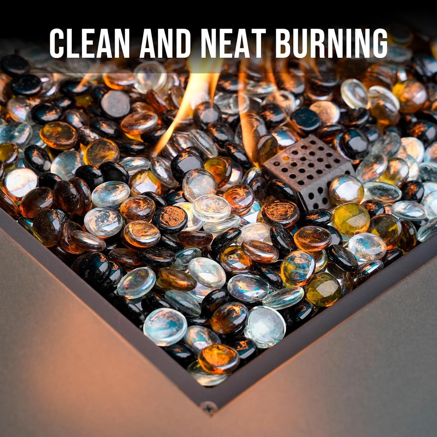 Skyflame 10-Pound Fire Glass Beads for Fire Pit Fireplace, Onyx Black