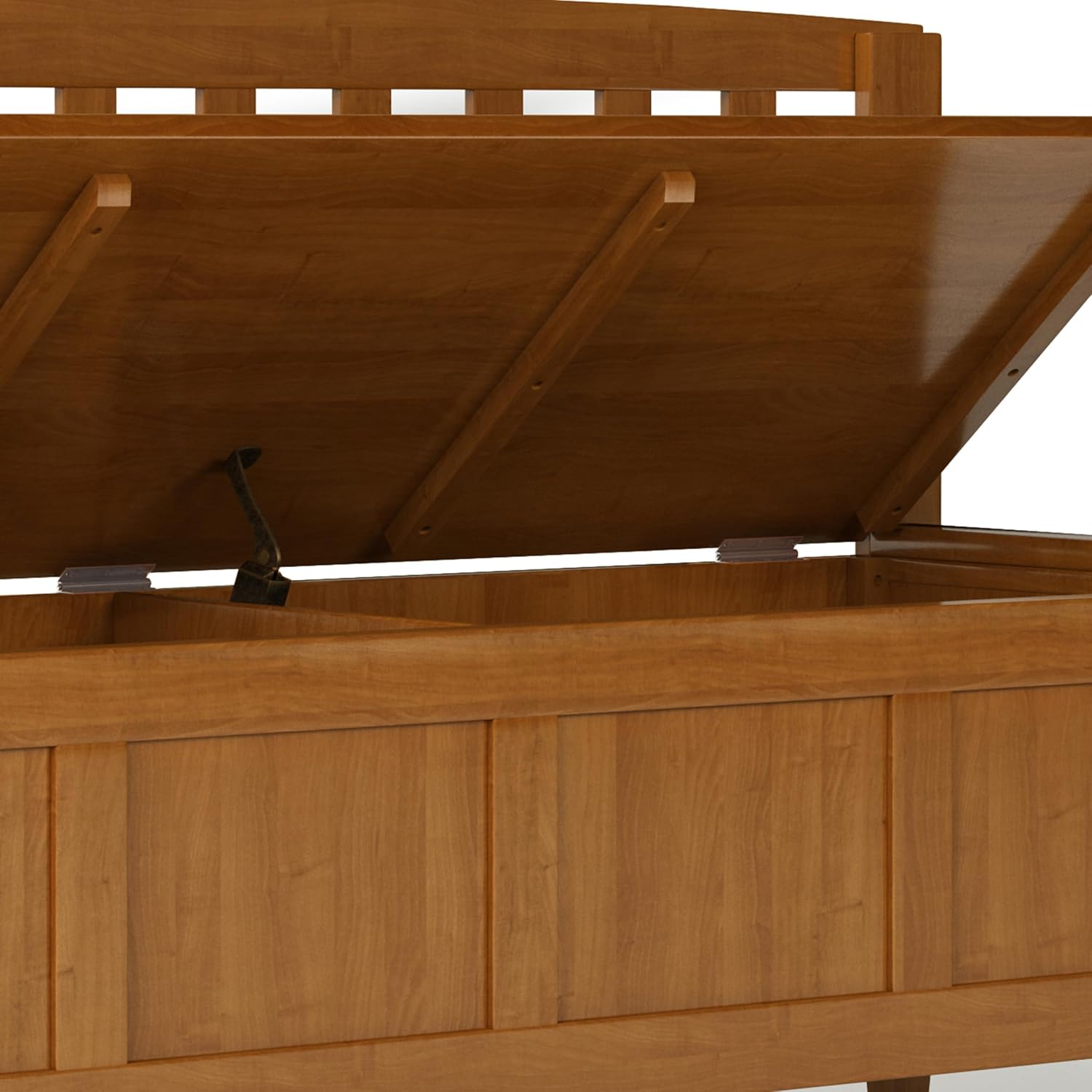 SIMPLIHOME Connaught 30" Wide Solid Wood Storage Bench in Chestnut Brown | Contemporary entryway bench with lift-up lid and hidden storage; mudroom, hallway, foyer, or shoe bench.