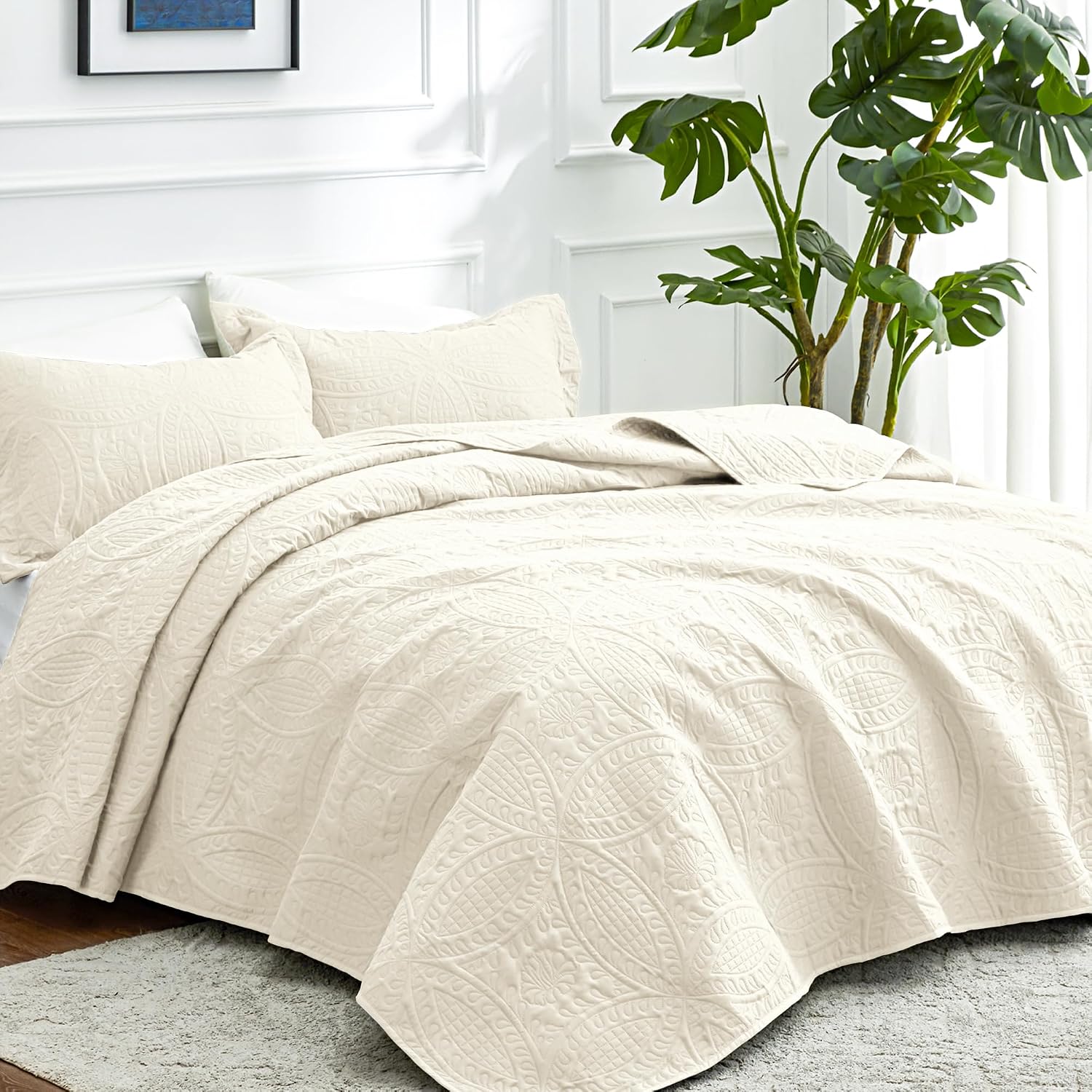 Love's cabin Quilts for Queen Bed Blue Bedspreads - Soft Bed Summer Lightweight Bedspread Comforter - Modern Style Coin Pattern Coverlet for All