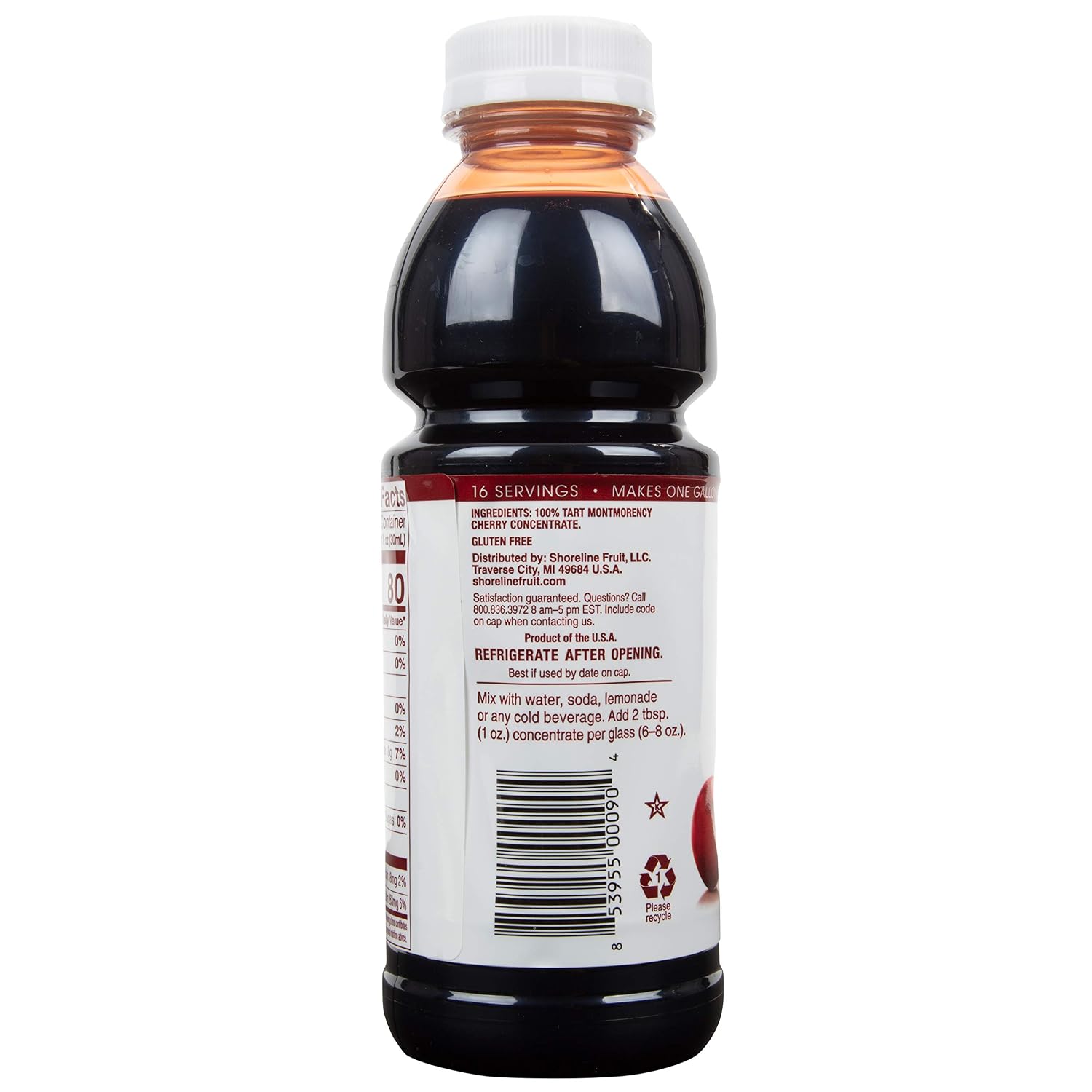 Cherry Bay Orchards Tart Cherry Concentrate - All Natural Juice to Promote Healthy Sleep, 16oz Bottle - Gluten Free, Natural Antioxidants, No Added Sugar or Preservatives
