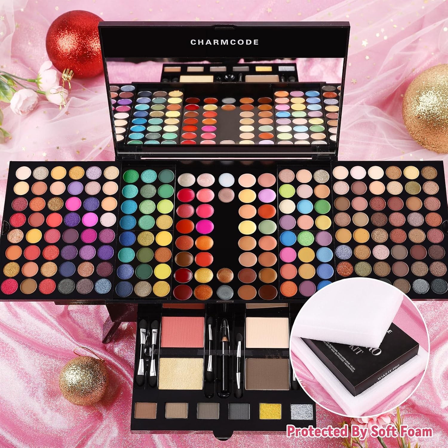 CHARMCODE 190 Colors Cosmetic Make up Palette Set Kit Combination with Eyeshadow Facial Blusher Eyebrow Powder Face Concealer Eyeliner Pencil A