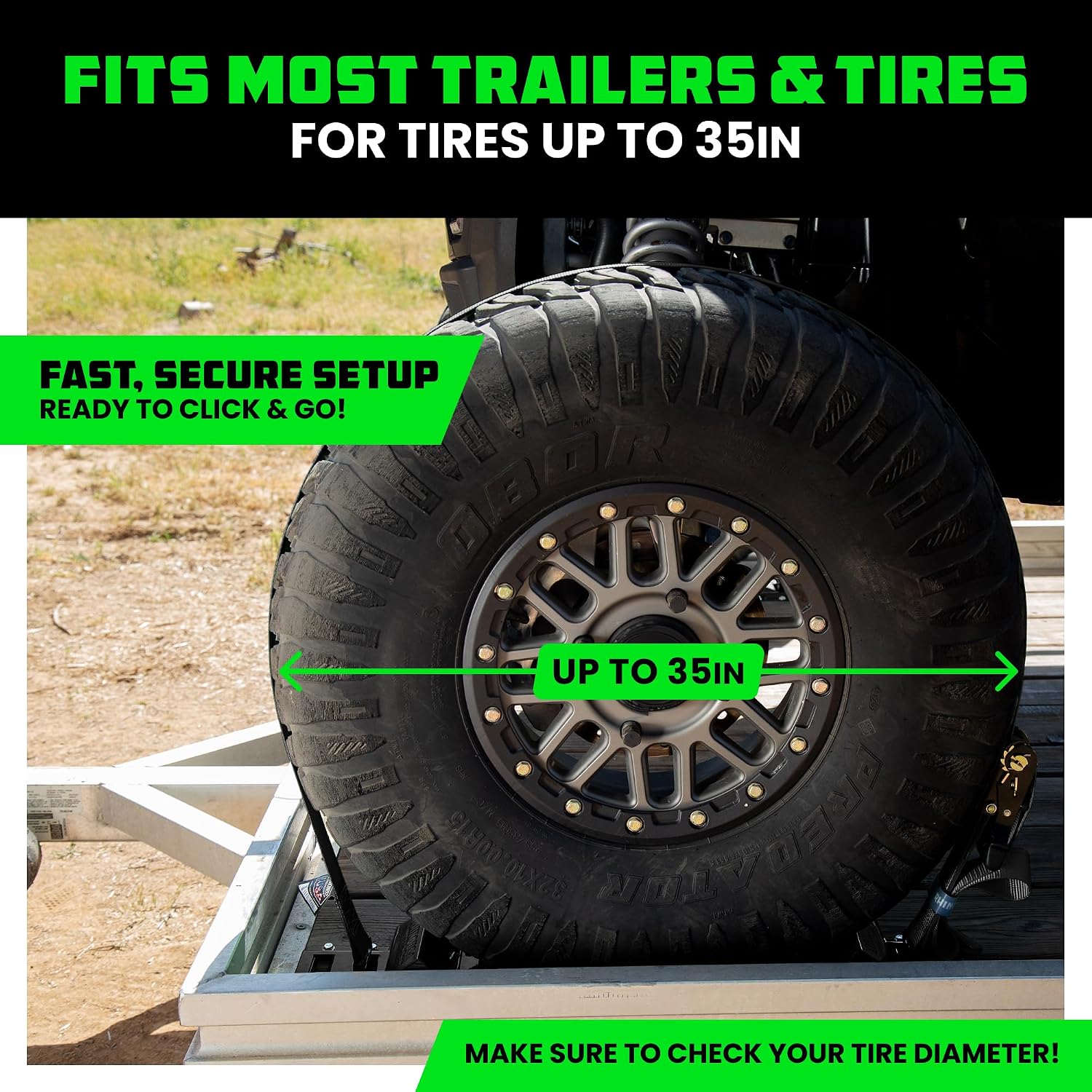 Rhino USA Wheel Chock Tie Down Kit (4,500lb) - 2 Straps & 4 Chocks