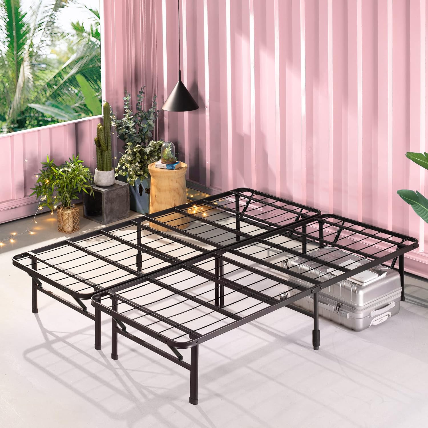 Zinus SmartBase Tool-Free Assembly Mattress Foundation, 14 Inch Metal Platform Bed Frame, No Box Spring Needed, Sturdy Steel Frame, Underbed Storage, Black, Queen