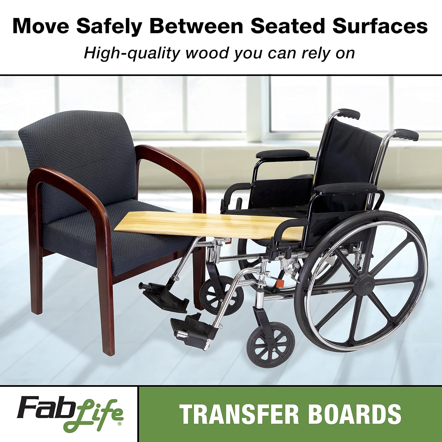 Generic 50-3000 FabLife Deluxe Hardwood Transfer Board for Easy Patient Transfer, 8" x 24"