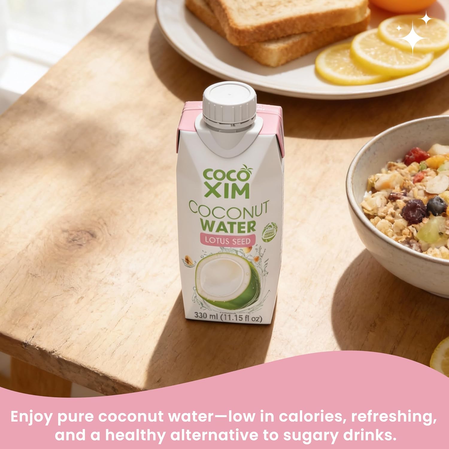 COCOXIM Ready to Drink Coconut Water with Lotus Seed, 11 oz, Pack of 12