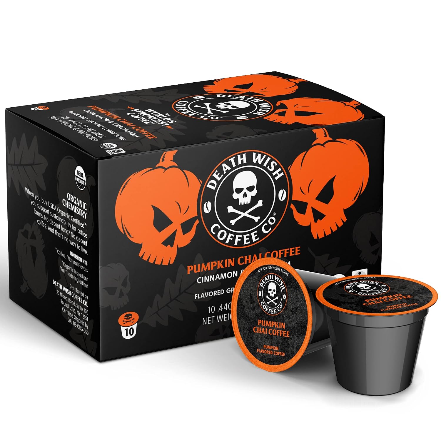 Death Wish Coffee Dark Roast Single Serve Coffee Pods, Organic, 50 Count | Fair Trade Arabica & Robusta, Baker's Chocolate & Cherry Notes, Low Acidity, Heavy Smooth Body, Bold & Intense