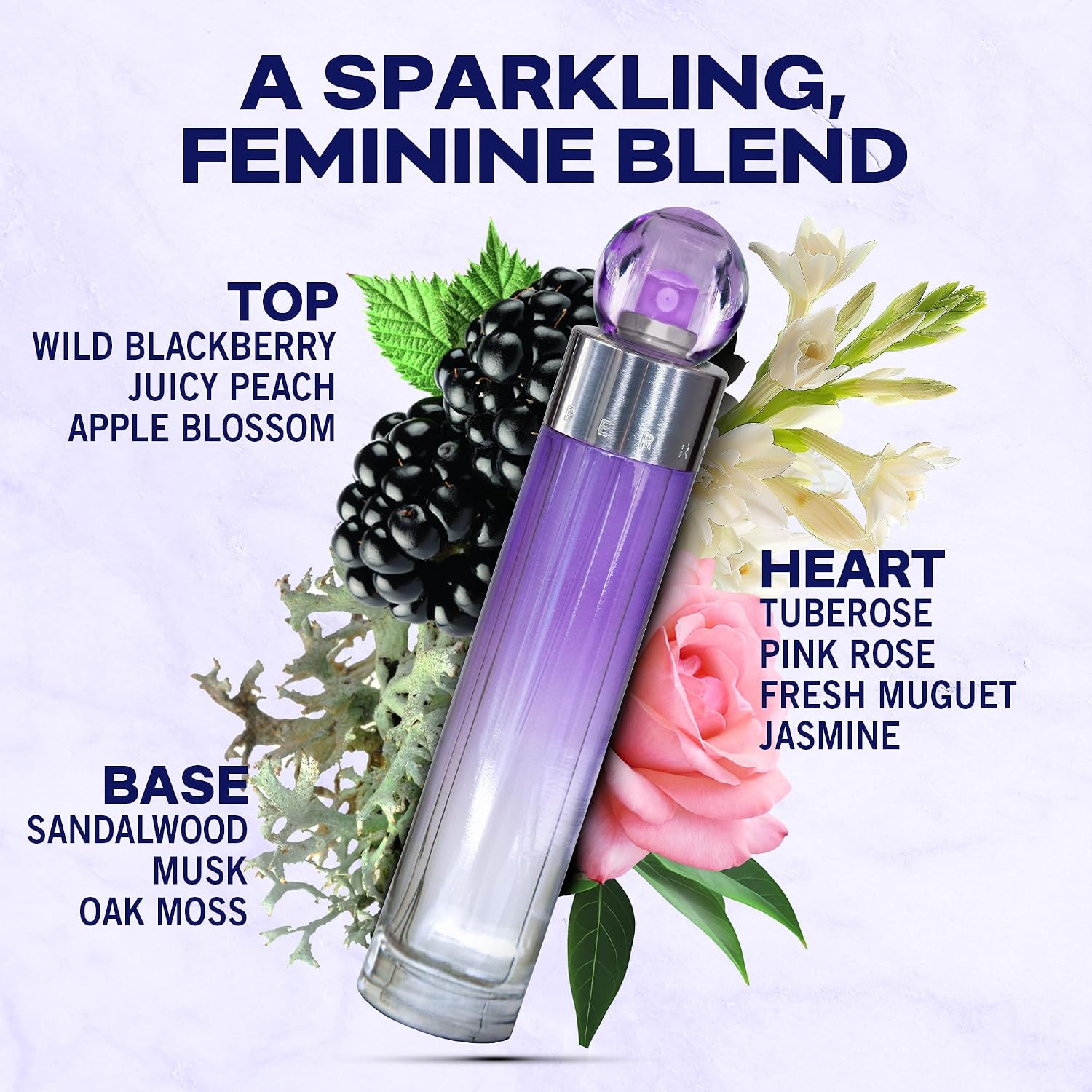 Perry Ellis 360° Purple Eau De Parfum Spray for Women, 3.4 Fl Oz (100 mL) | Perfume for Women, Fruity & Floral Fragrance, EDT, Designer Scent for Her, Long Lasting, Made in USA