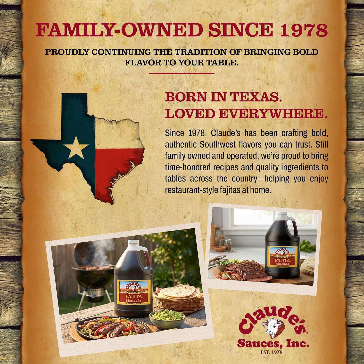 Claude's BBQ Brisket Marinade Sauce, Gluten Free Texas Style, 128 oz | Restaurant-size gallon of smoky Texas tenderizing brisket marinade - all natural & gluten free.