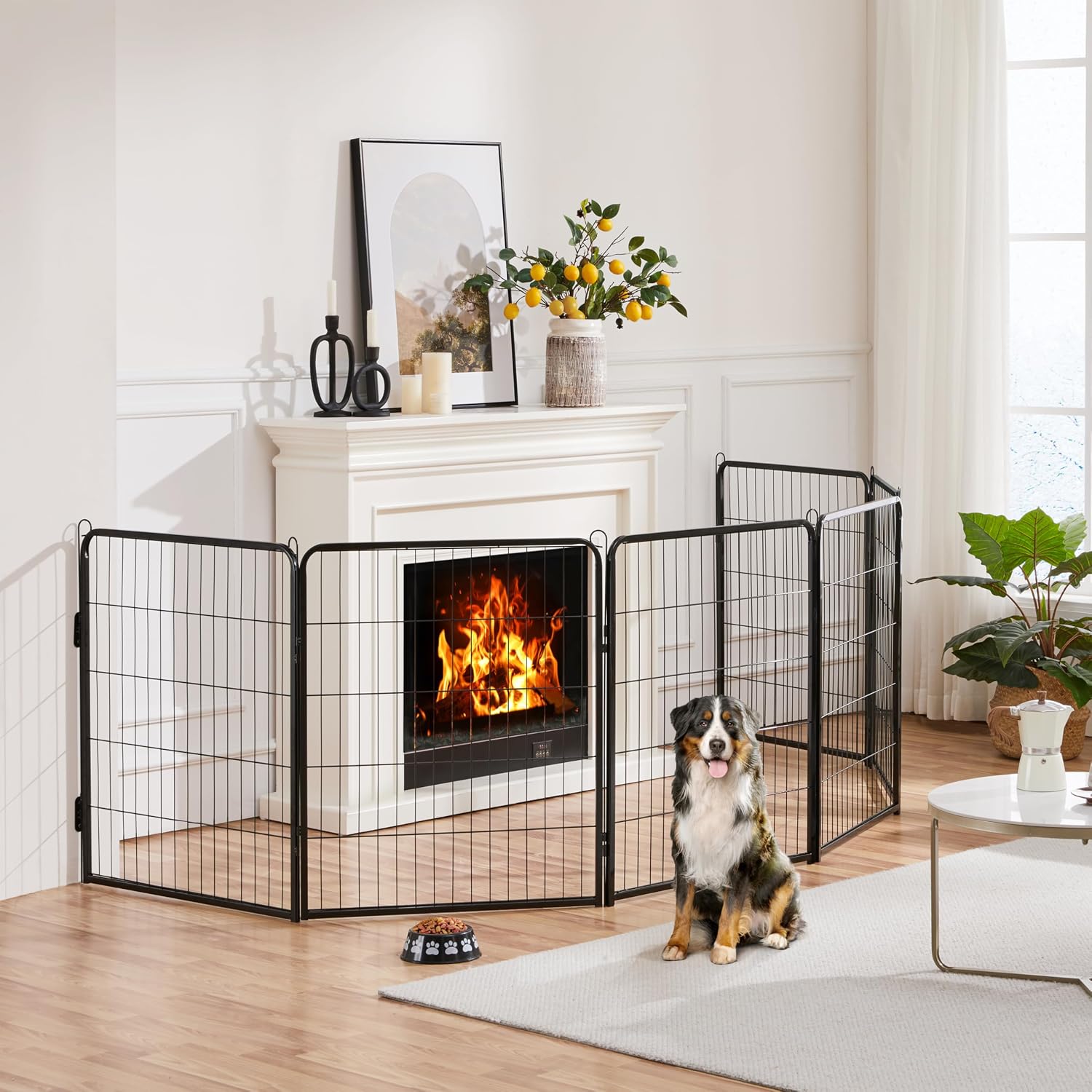 Yaheetech Dog Playpen 24in 16 Panels Pet Fence for Indoor Yard RV Camping | Easy Setup, Heavy Duty Rustproof Frame with Secure Latch Door, DIY Layouts,Foldable Storage, for Puppies & Small Dogs
