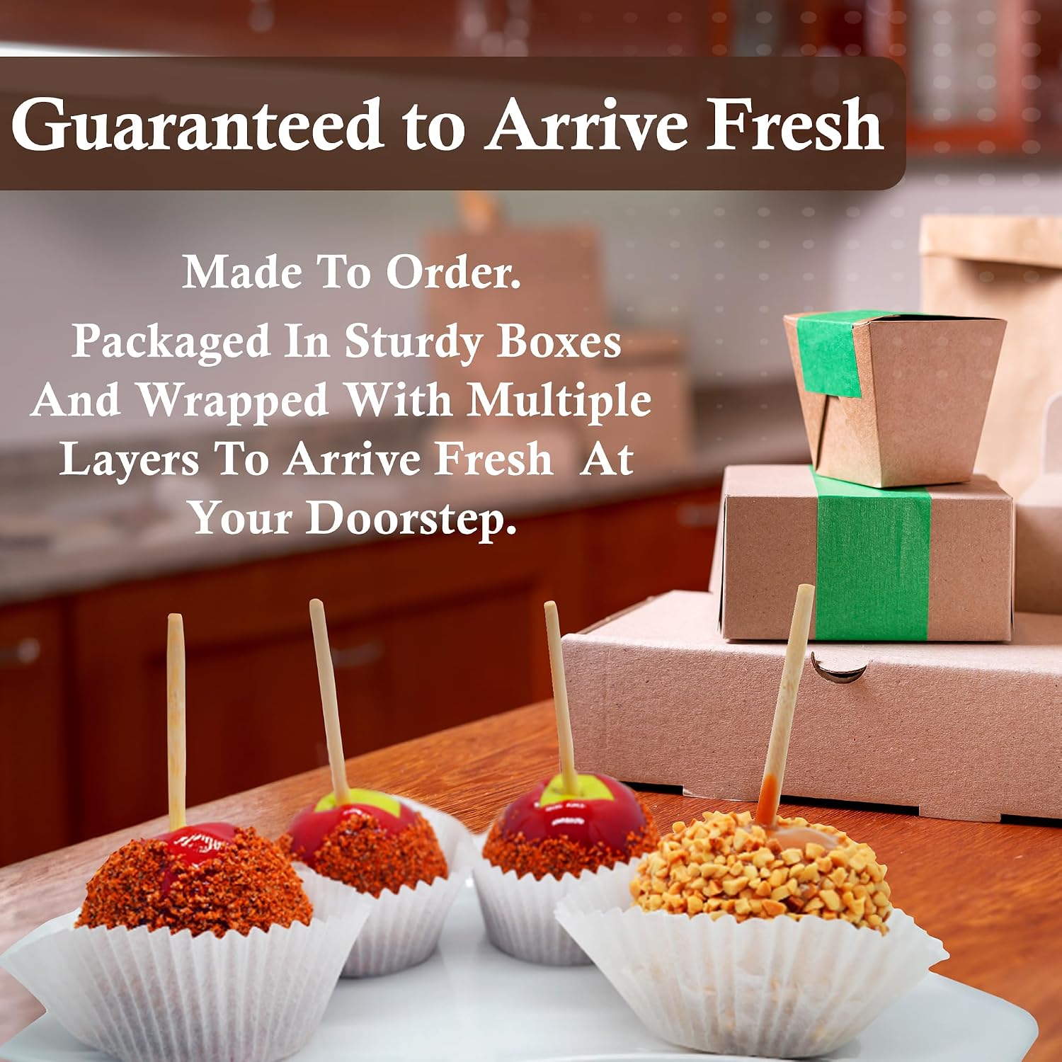 US Sweets Caramel Apple 3 Pack - Caramel Granny Smith Apples Drizzled in Dark or Milk Chocolate with Marshmallows & Nuts | Delicious Gift | Handmade