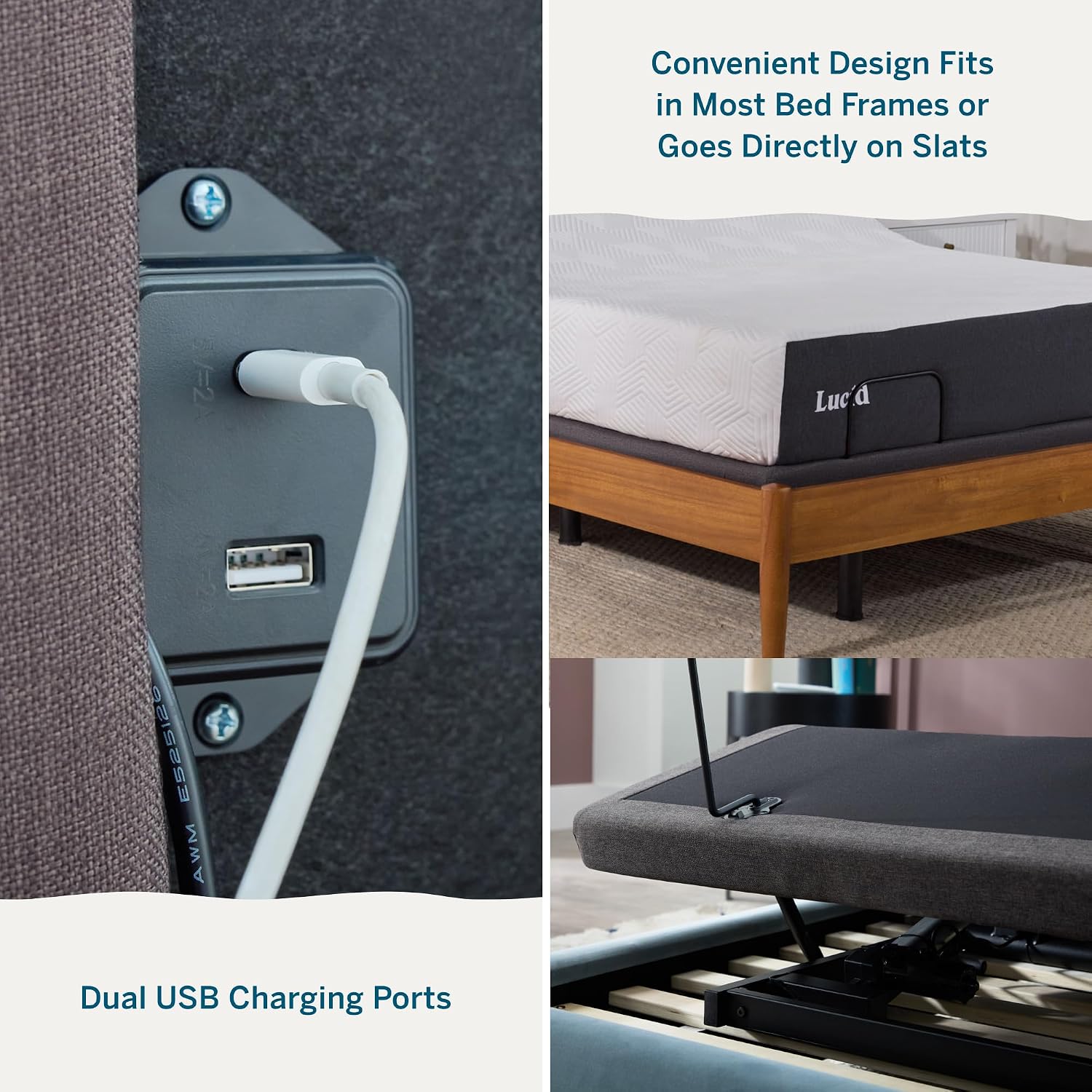 Lucid® L300 Adjustable Bed Frame – USB – Memory Position – Remote, Twin XL