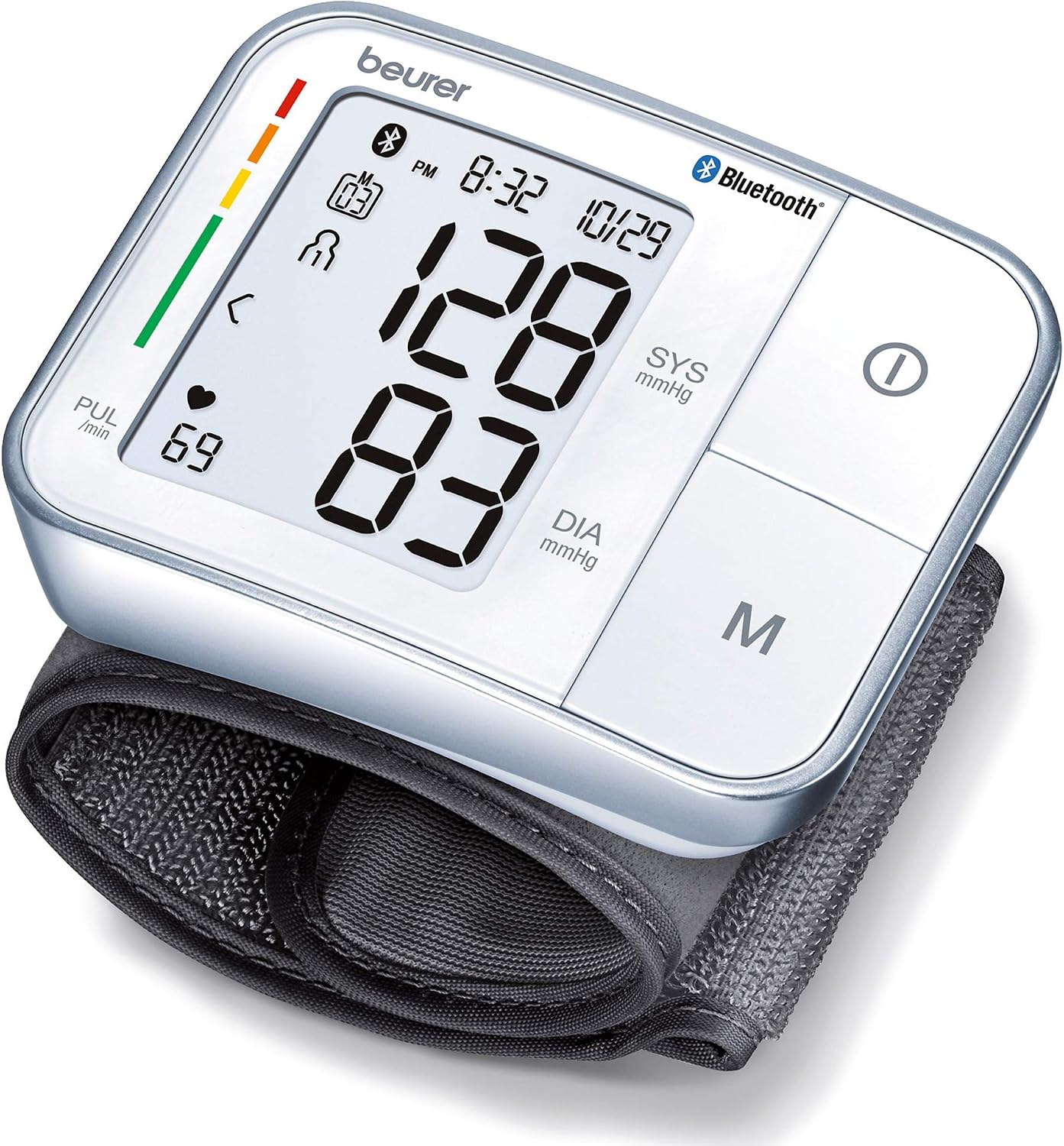 Beurer Bluetooth Smart, Wireless & Automatic Wrist Blood Pressure Monitor with Large LCD Display, Irregular Heartbeat Detection, Multi-Users