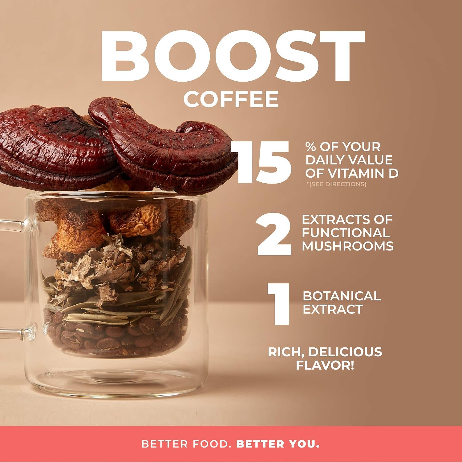 Laird Superfood Peruvian Dark Roast Coffee with Functional Mushrooms, Certified Organic Peruvian Ground Coffee Beans, Gluten-Free, Dairy-Free, Non-GMO