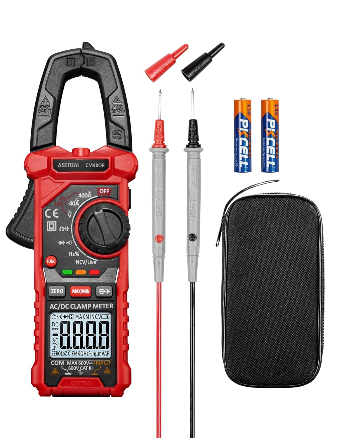 AstroAI Digital Clamp Meter Multimeter 2000 Counts Amp Voltage Tester Auto-ranging with AC/DC Voltage, AC Current, Resistance, Capacitance, Continuity