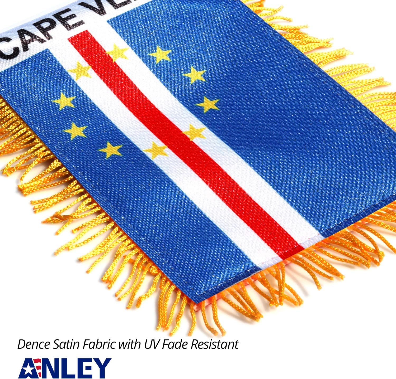 Anley 4 X 6 Inch Nicaragua Fringy Window Hanging Flag - Mini Banner & Car Rearview Mirror Décor - Fringed Nicaraguan Hanging Flag with Suction Cup
