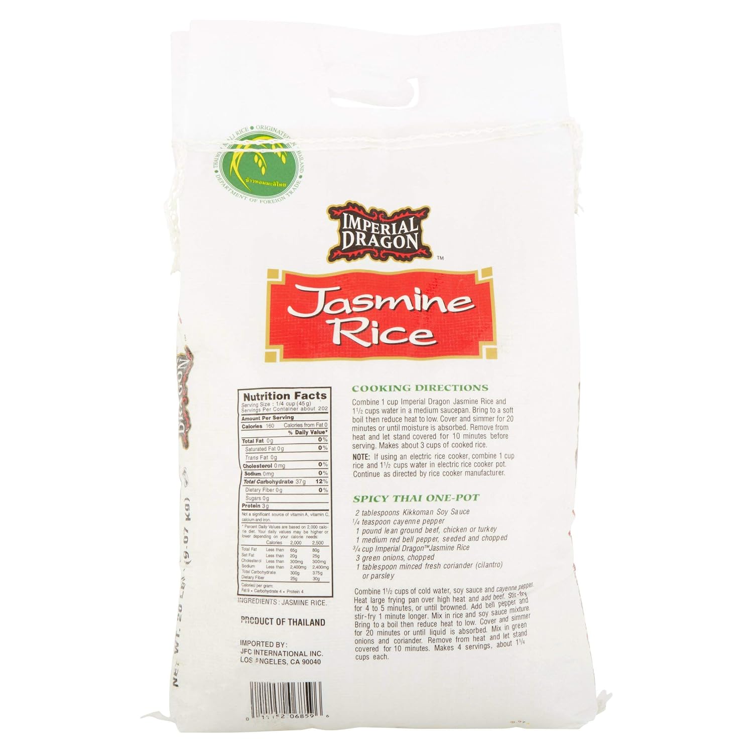 Imperial Dragon Jasmine Rice, 20-Pound by Imperial Dragon