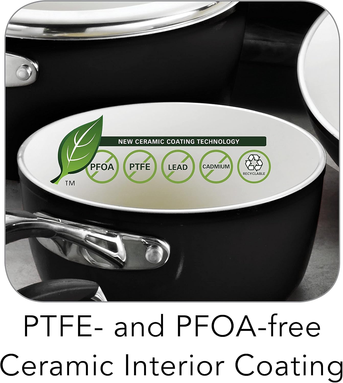 Tramontina Ceramica Deluxe 1.5-Quart Sauce Pan with Glass Lid | Ceramic Non Stick Small Saucepan, Oven-Safe, Metallic Black