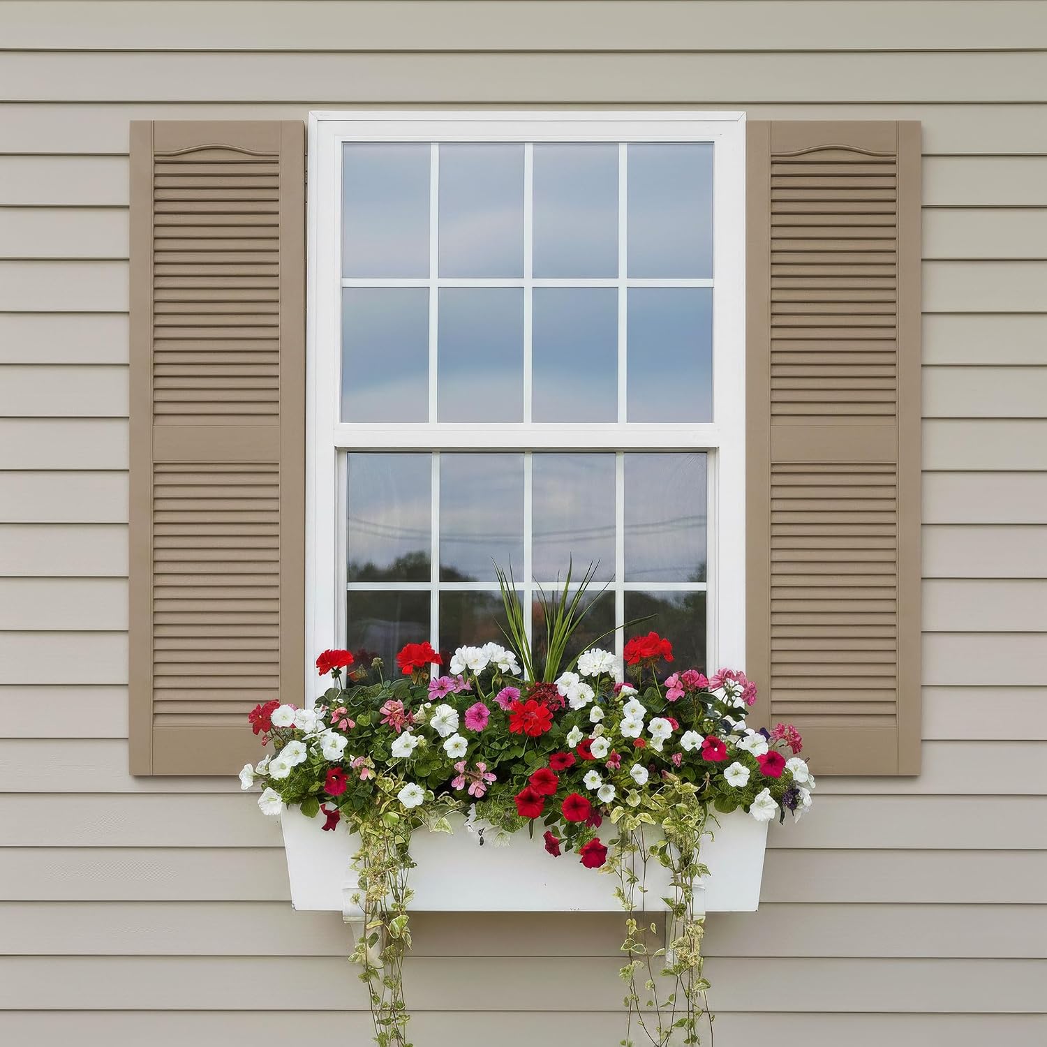 14 1/2"W x 60"H EverColor Open Louver Exterior Vinyl Shutters, w/Installation Shutter-Lok's & Matching Screws (Per Pair), Black