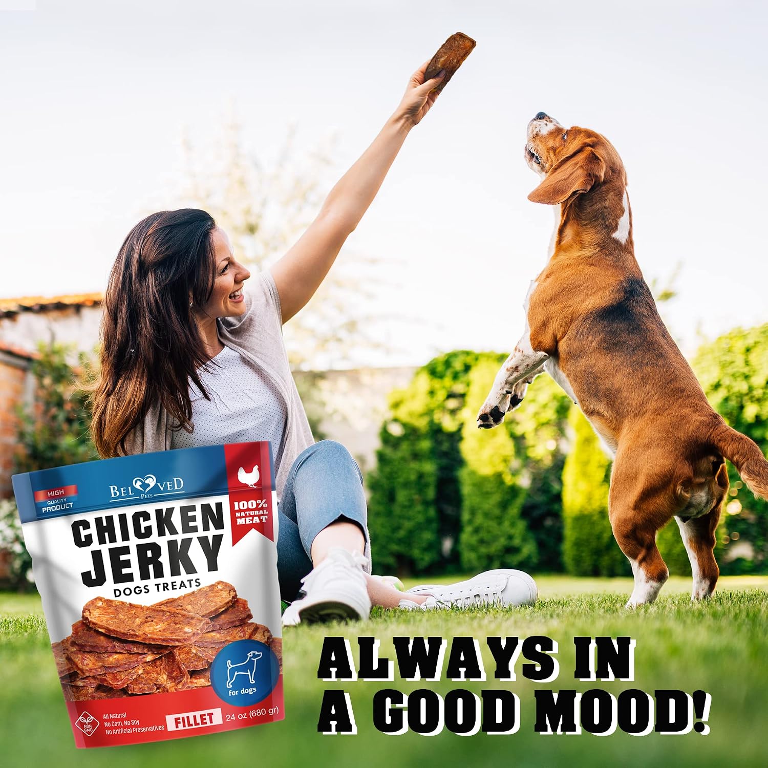 Beloved Pets Dog Treats Chicken Jerky 1.5 lb – Dog Food & High Protein Chews for Large