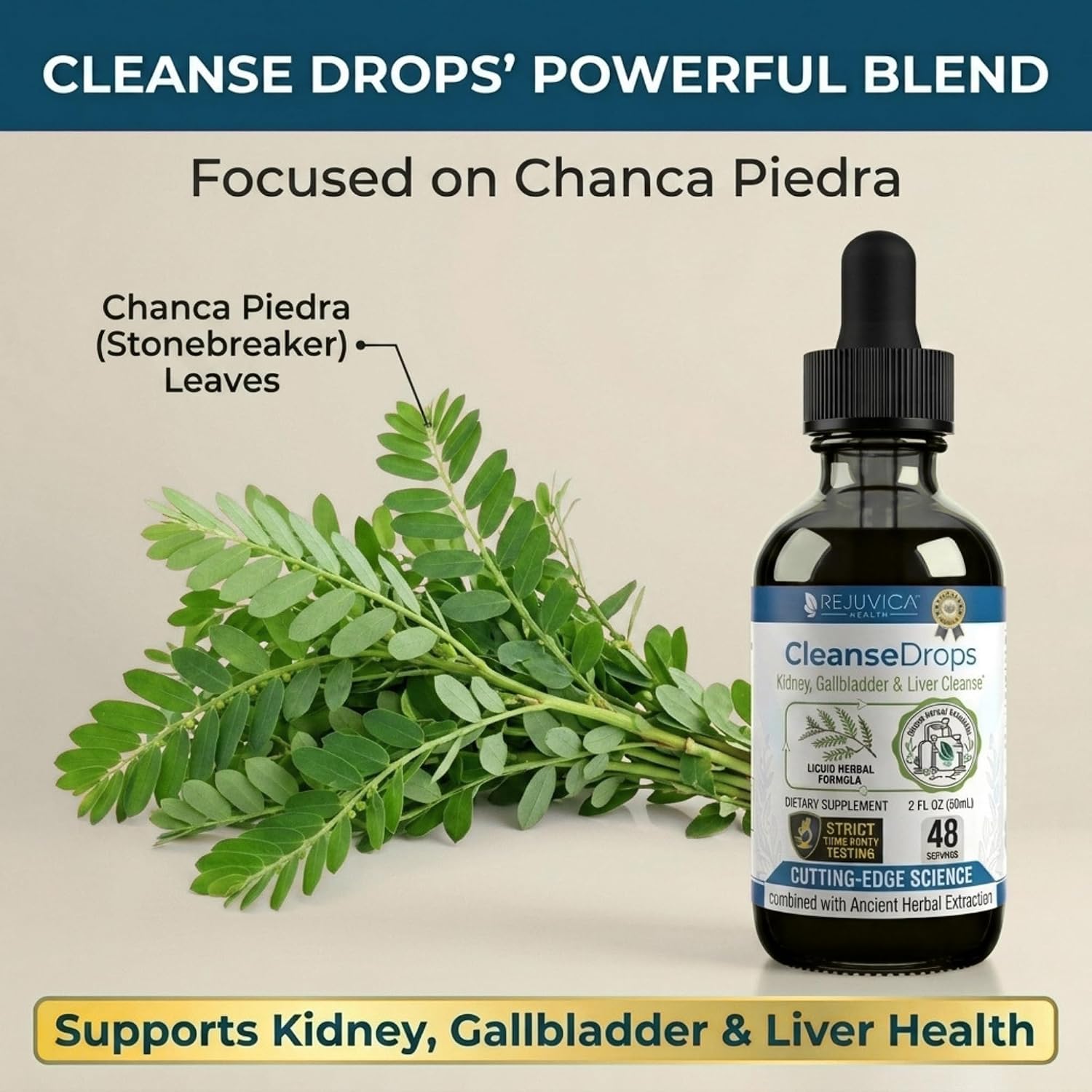Cleanse Drops - Kidney and Gallbladder Supplement - Chanca Piedra Extracts.