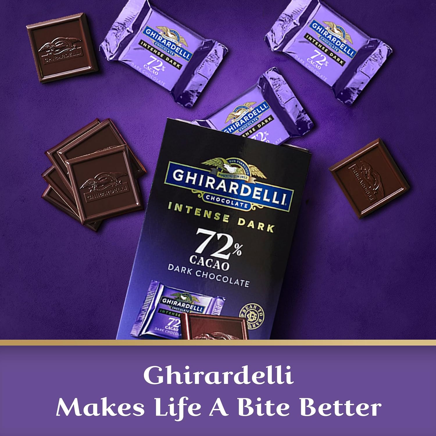 GHIRARDELLI PREMIUM DARK Chocolate Bar, 86% Cacao, 3.17oz Bar, 12 Pack