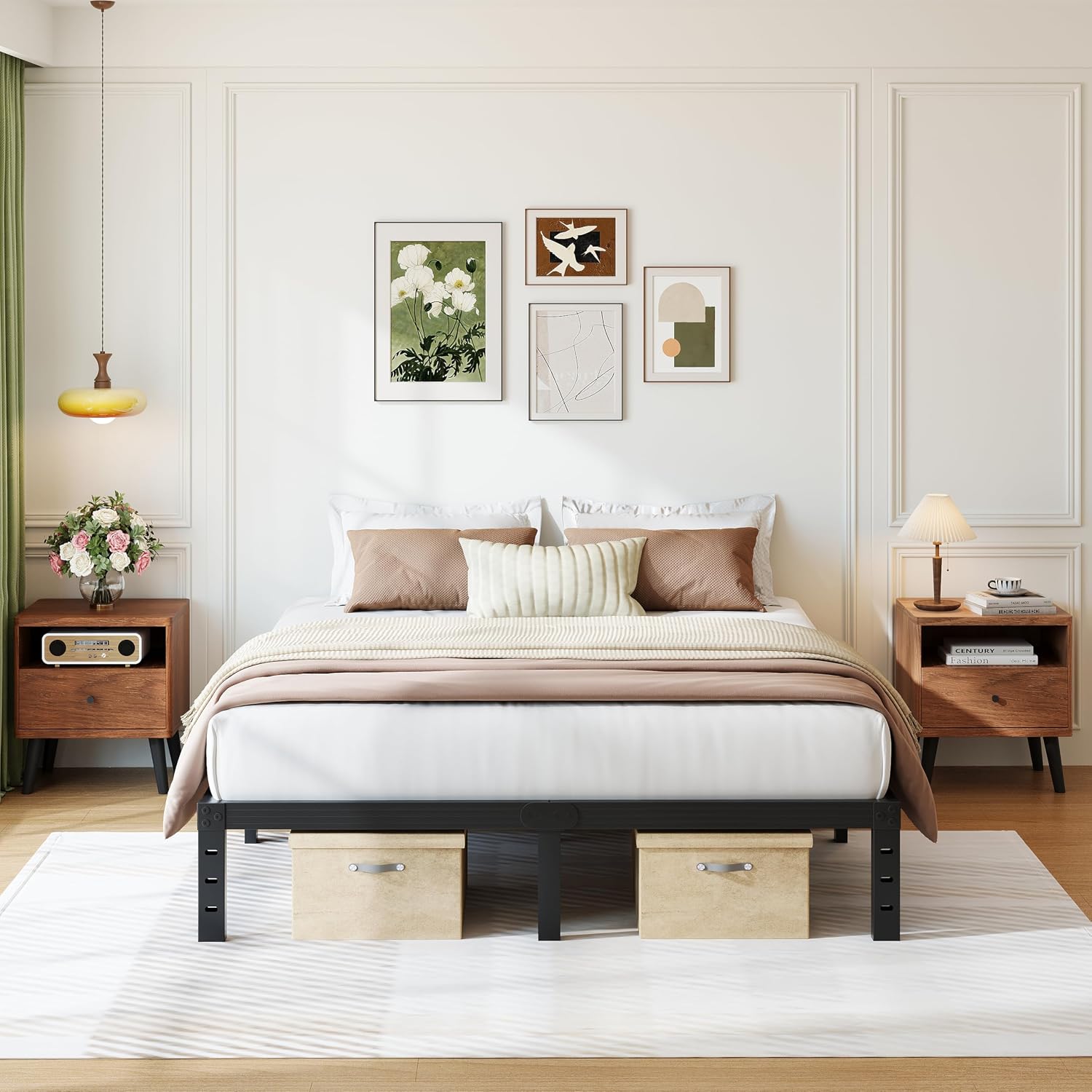 Heavy Duty Platform 14 Inch Full Bed Frame with Storage, Black